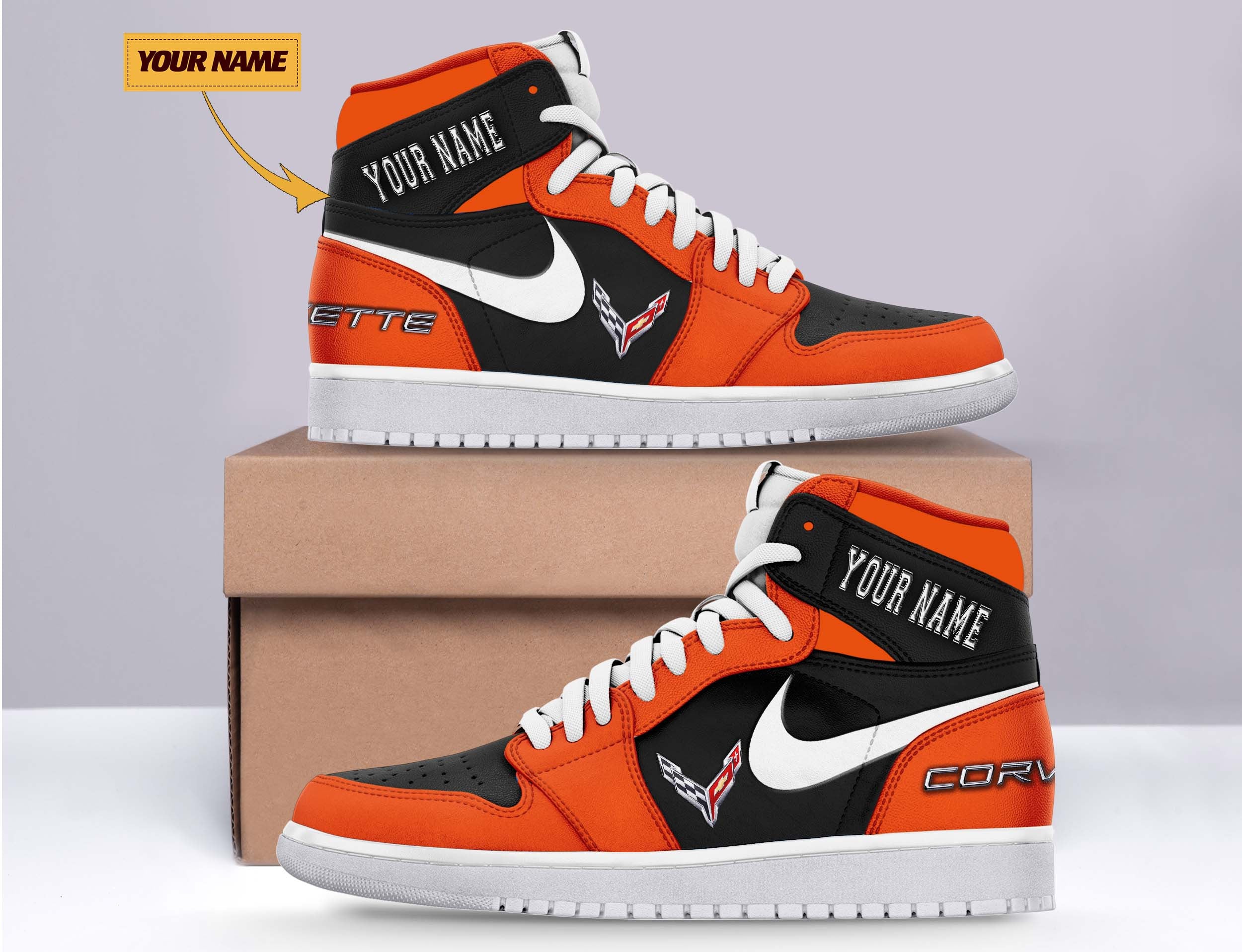 Ideafootwear Chevrolet Corvette AJ1 High Sneakers Shoes For Men And Women