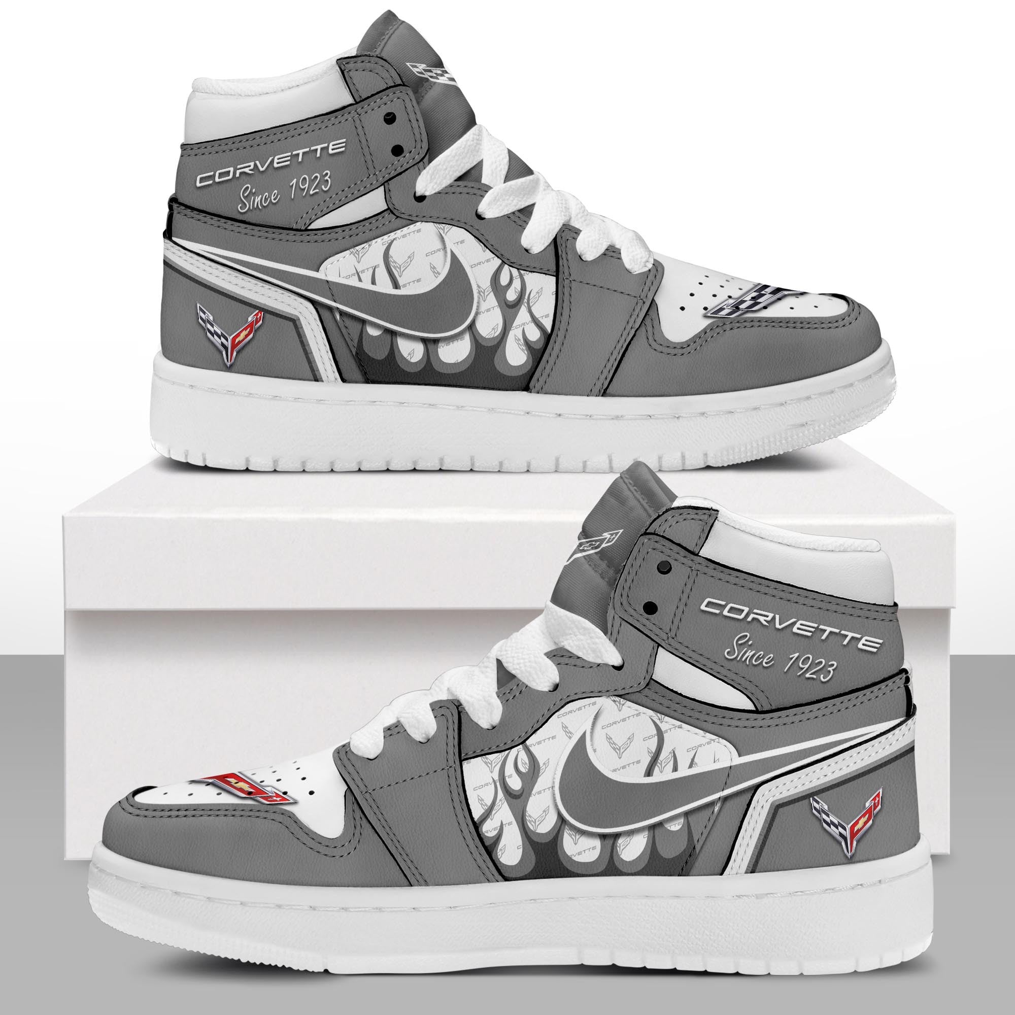 Ideafootwear Chevrolet Corvette AJ1 High Sneakers Shoes For Men And Women