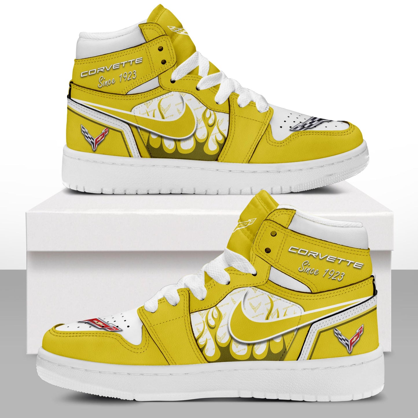 Ideafootwear Chevrolet Corvette AJ1 High Sneakers Shoes For Men And Women
