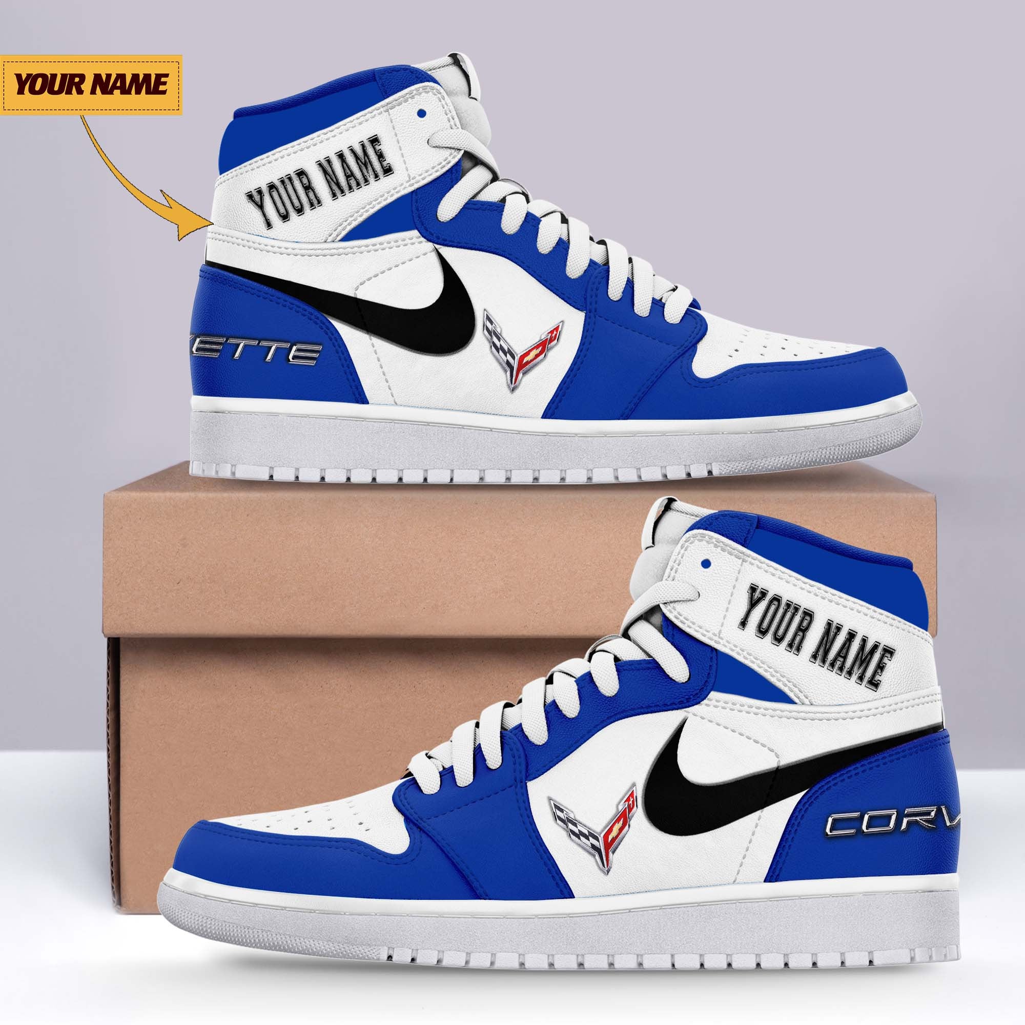 Ideafootwear Chevrolet Corvette AJ1 High Sneakers Shoes For Men And Women