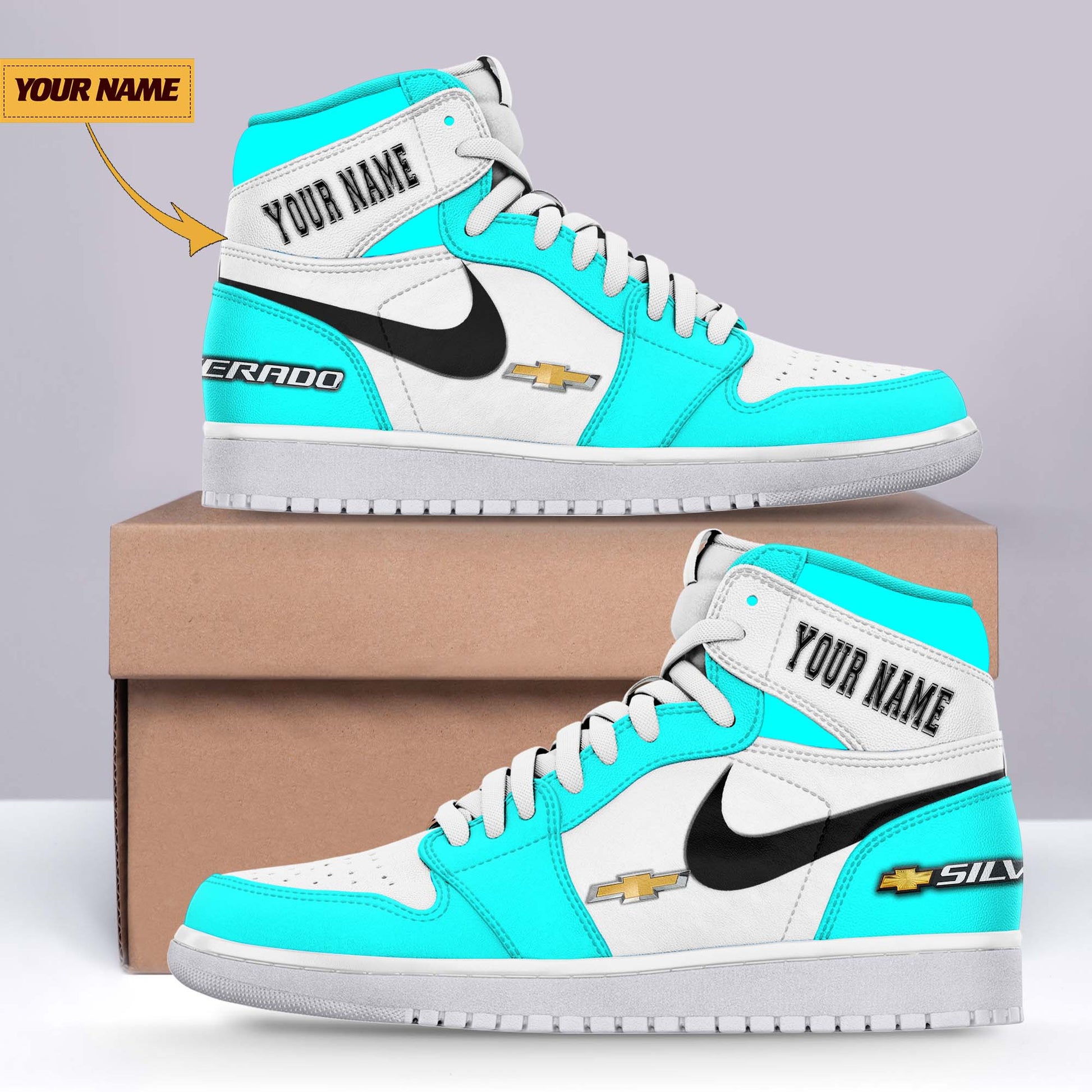 Ideafootwear Chevrolet Silverado AJ1 High Sneakers Shoes For Men And Women