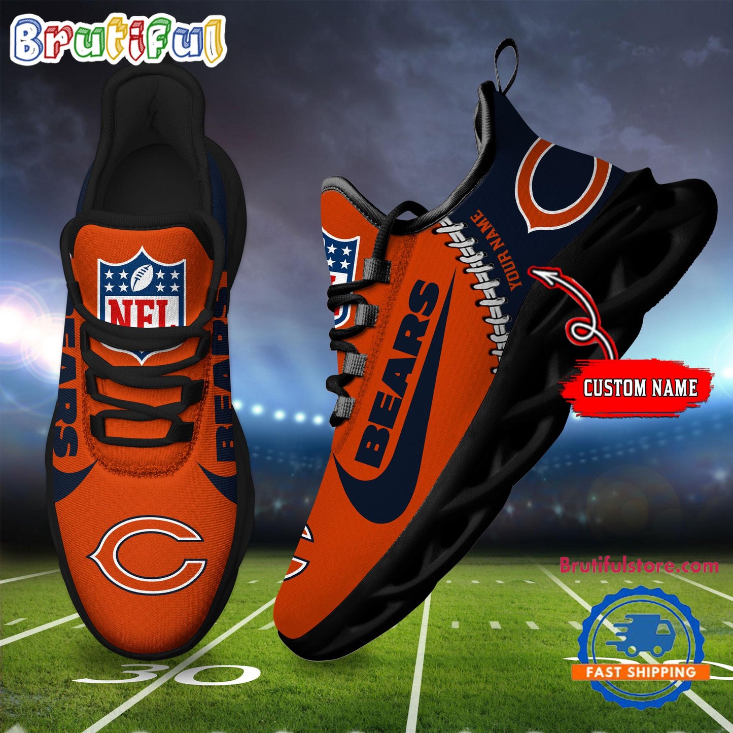 Ideafootwear Chicago Bear Max Soul Shoes Sneakers For Men And Women