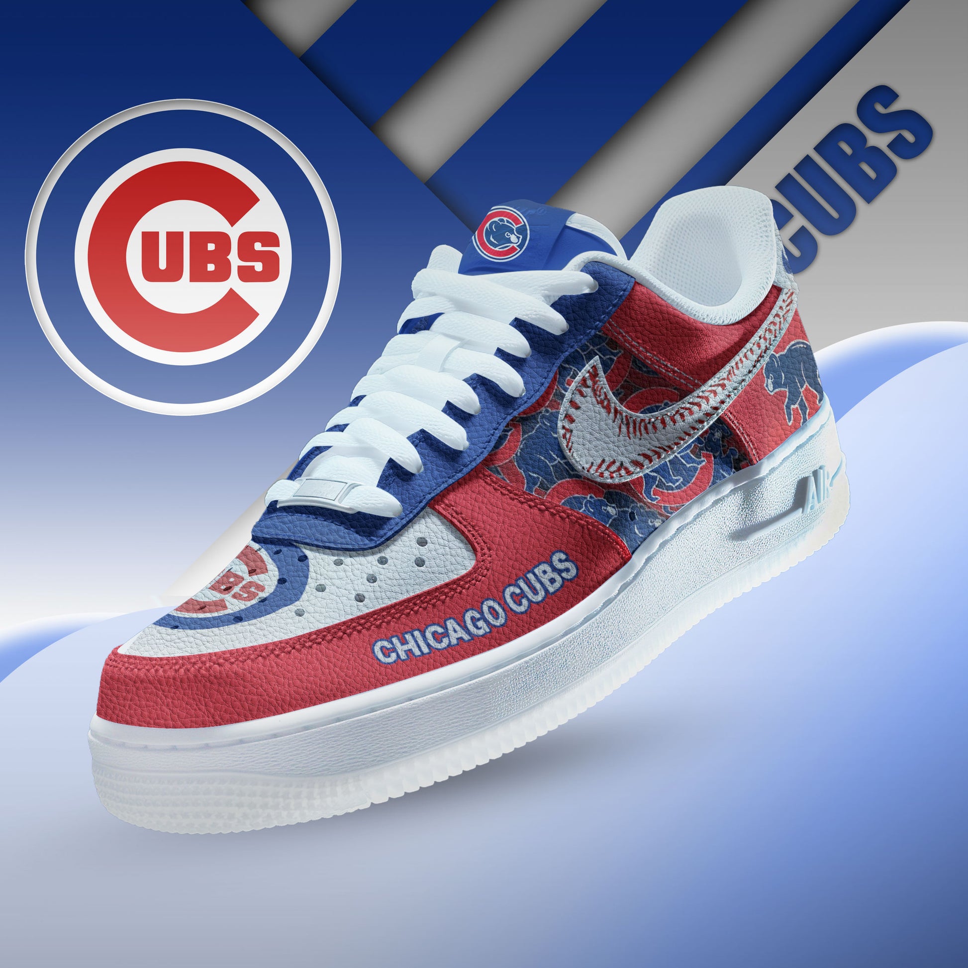 Ideafootwear Chicago Cubs Air Low-Top Sneakers Shoes For Men And Women 1
