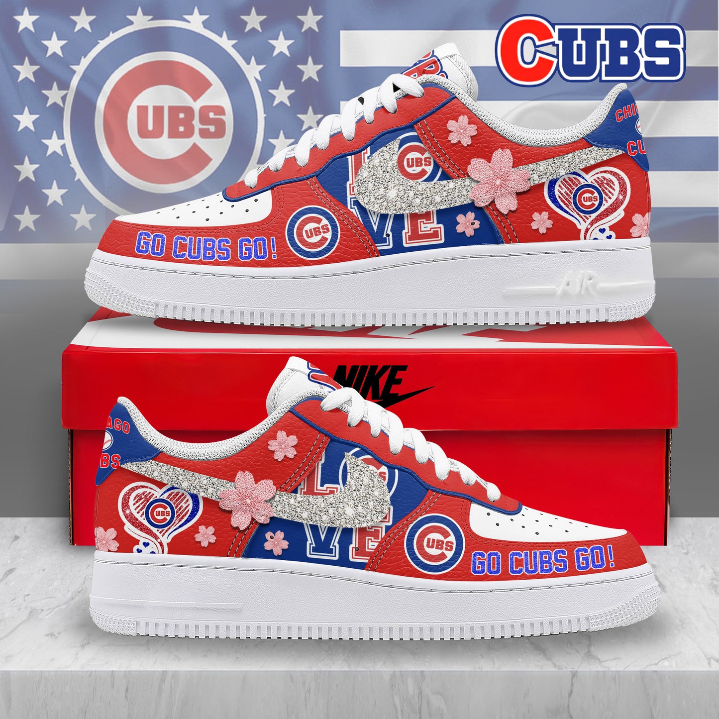 Ideafootwear Chicago Cubs Air Low-Top Sneakers Shoes For Men And Women 4