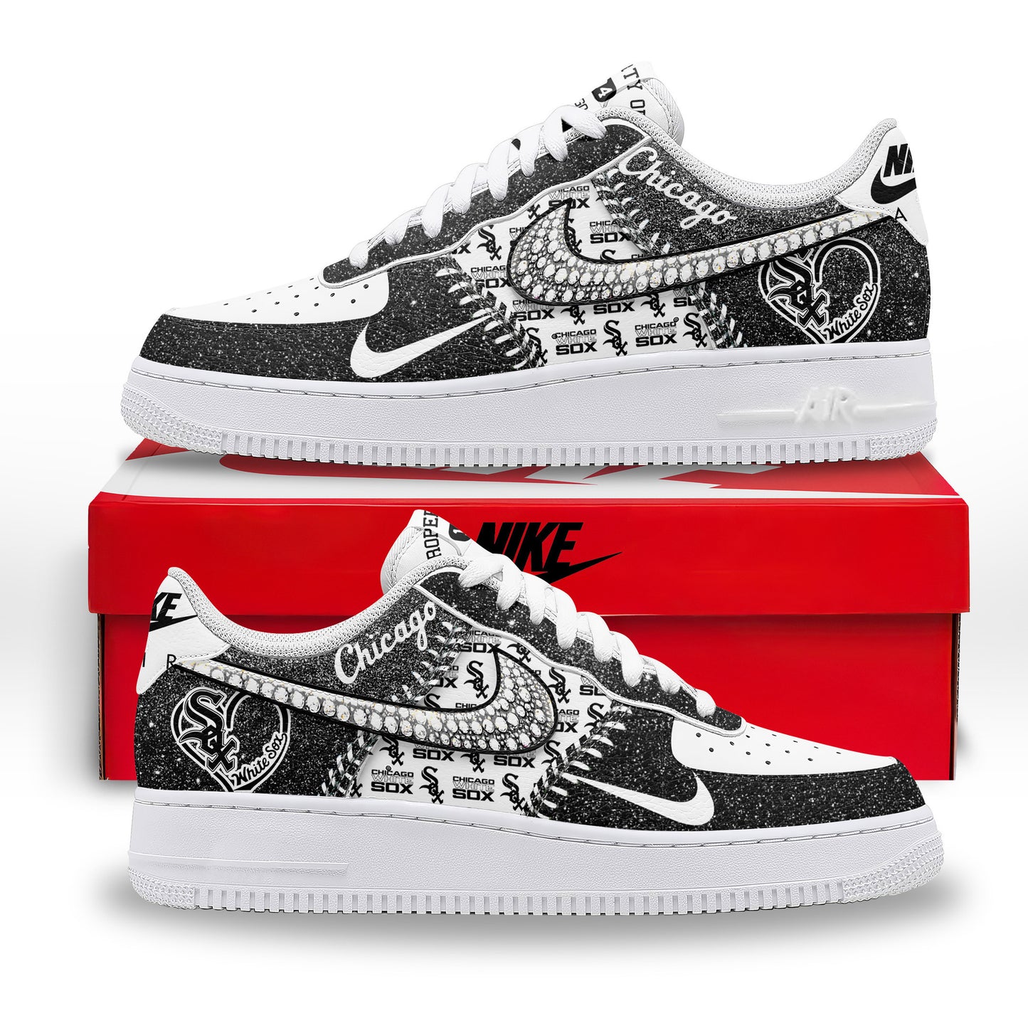 Ideafootwear Chicago White Sox Air Low-Top Sneakers Shoes For Men And Women 1