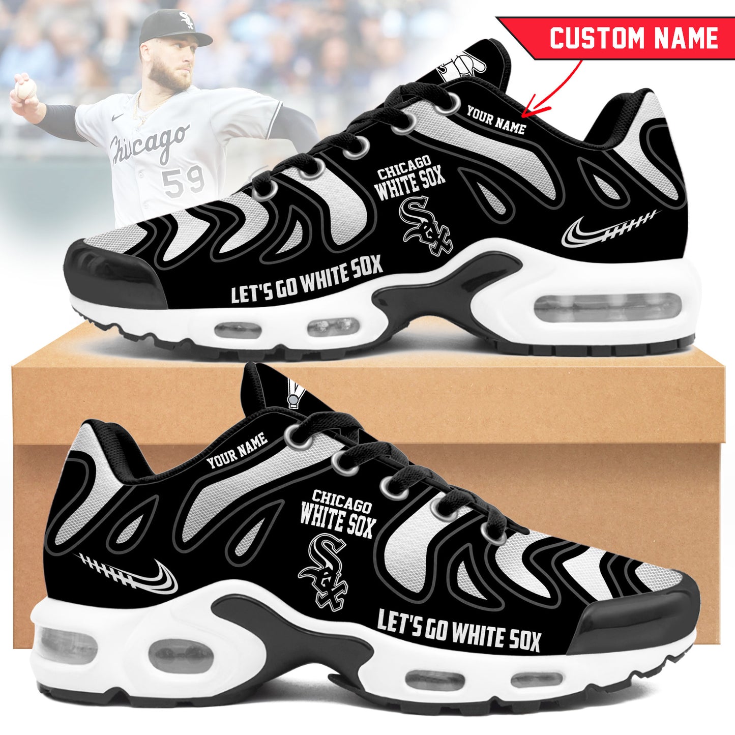 Ideafootwear Chicago White Sox TN Shoes Sneakers For Men And Women