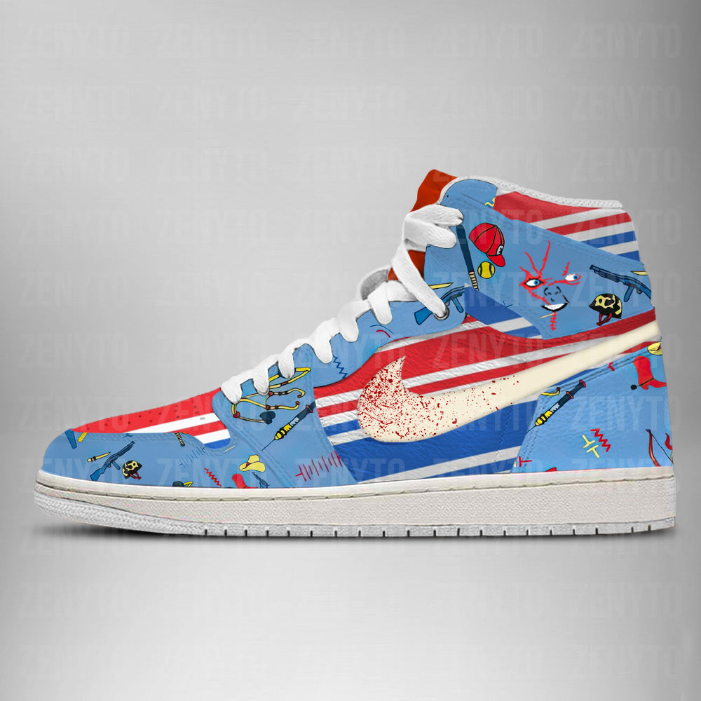 Ideafootwear Chucky Halloween AJ1 High Sneakers Shoes For Men And Women