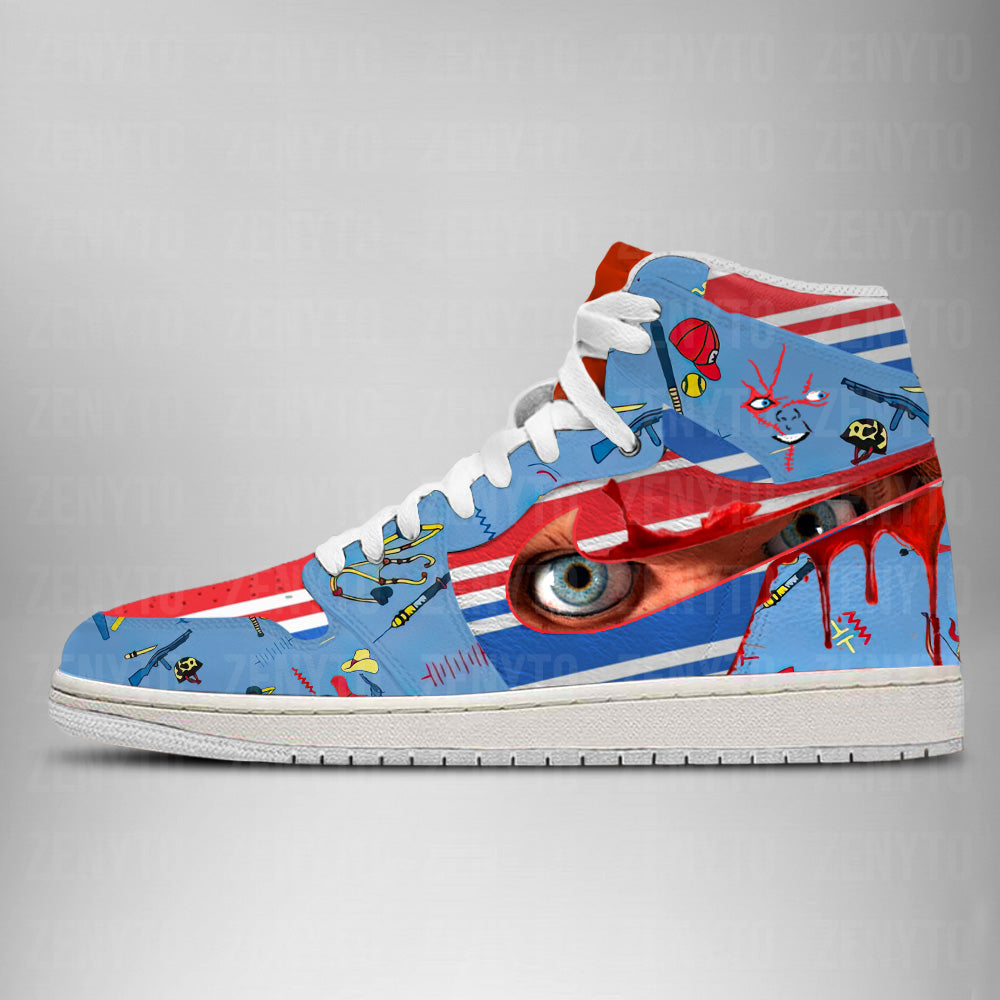 Ideafootwear Chucky Halloween V4 AJ1 High Sneakers Shoes For Men And Women