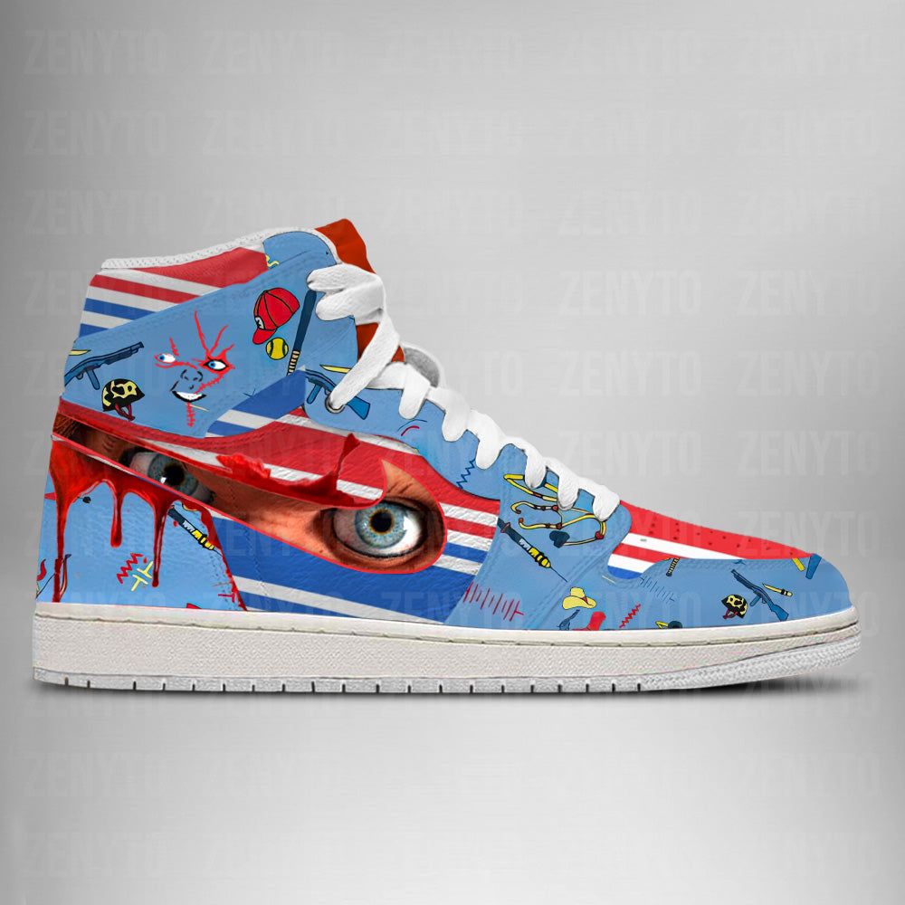 Ideafootwear Chucky Halloween V4 AJ1 High Sneakers Shoes For Men And Women