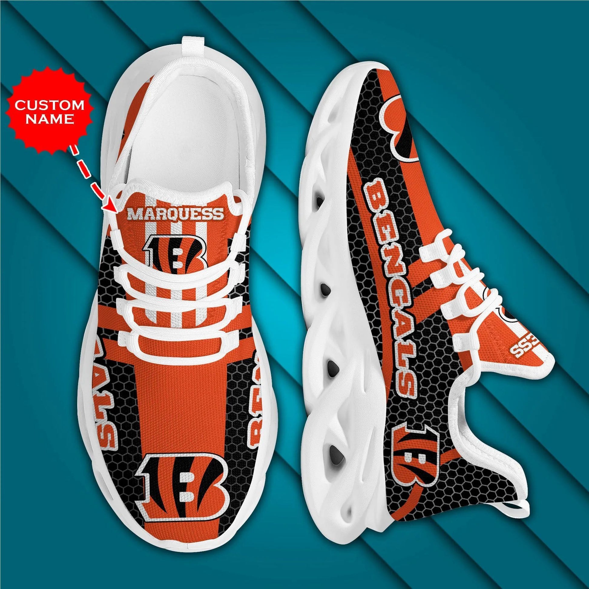Ideafootwear Cincinnati Bengals Max Soul Shoes Sneakers For Men And Women