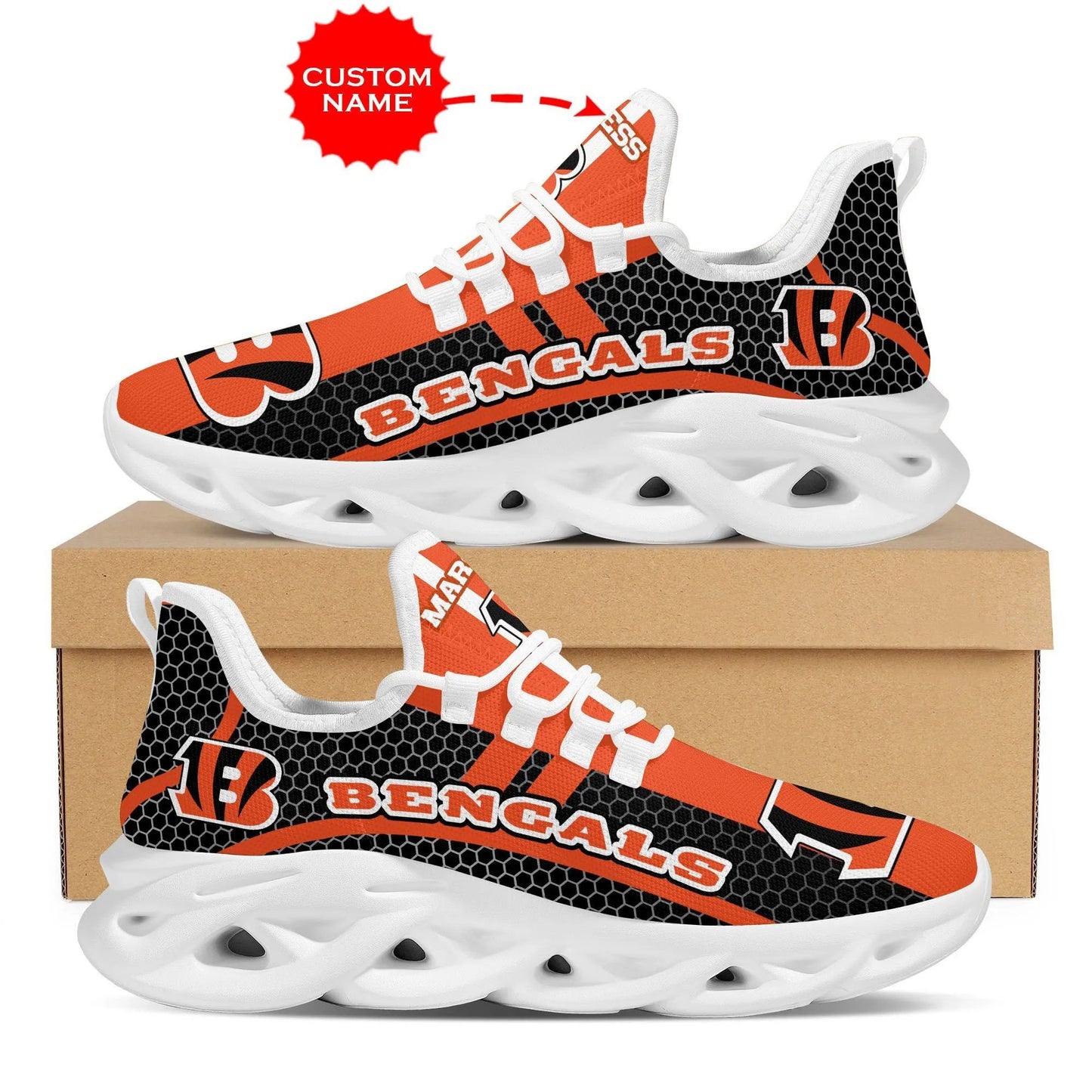 Ideafootwear Cincinnati Bengals Max Soul Shoes Sneakers For Men And Women