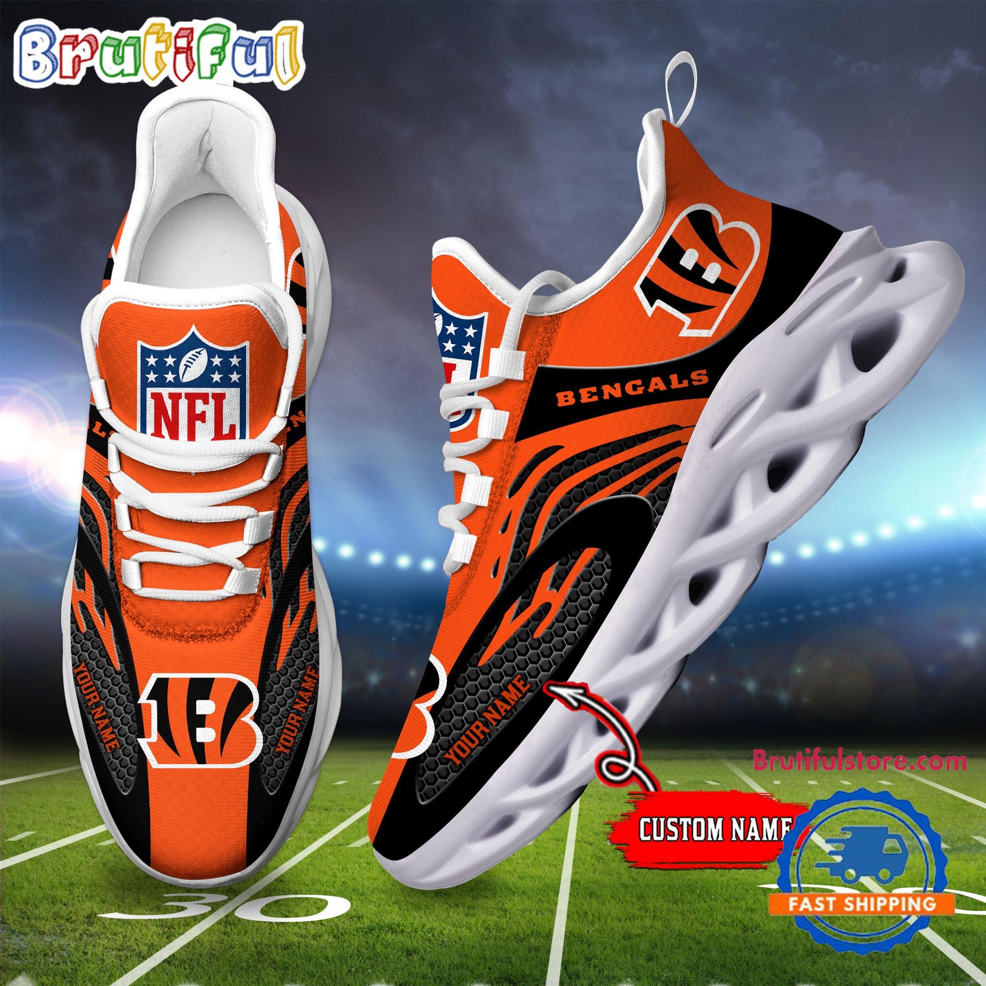 Ideafootwear Cincinnati Bengals Max Soul Shoes Sneakers For Men And Women