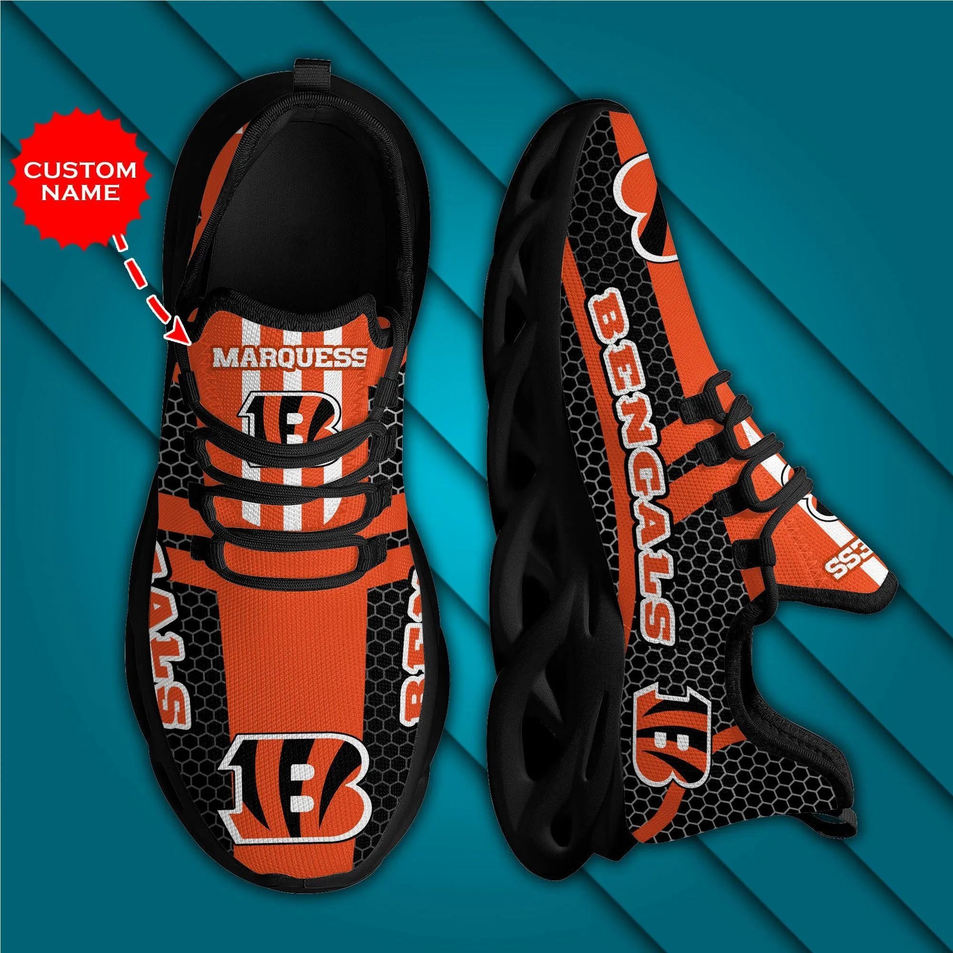 Ideafootwear Cincinnati Bengals Max Soul Shoes Sneakers For Men And Women