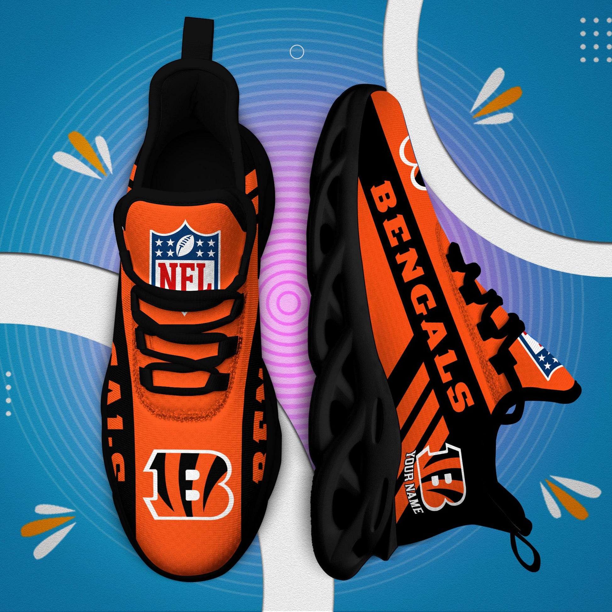 Ideafootwear Cincinnati Bengals Max Soul Shoes Sneakers For Men And Women