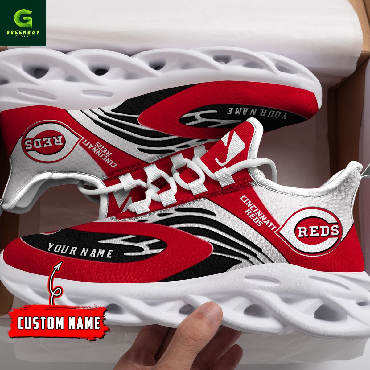 Ideafootwear Cincinnati Reds Max Soul Shoes Sneakers For Men And Women