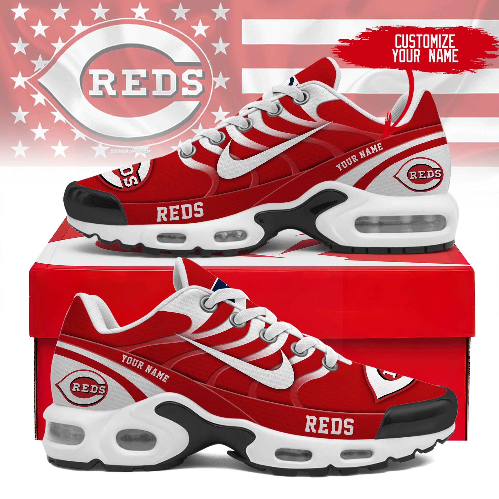 Ideafootwear Cincinnati Reds TN Shoes Sneakers For Men And Women