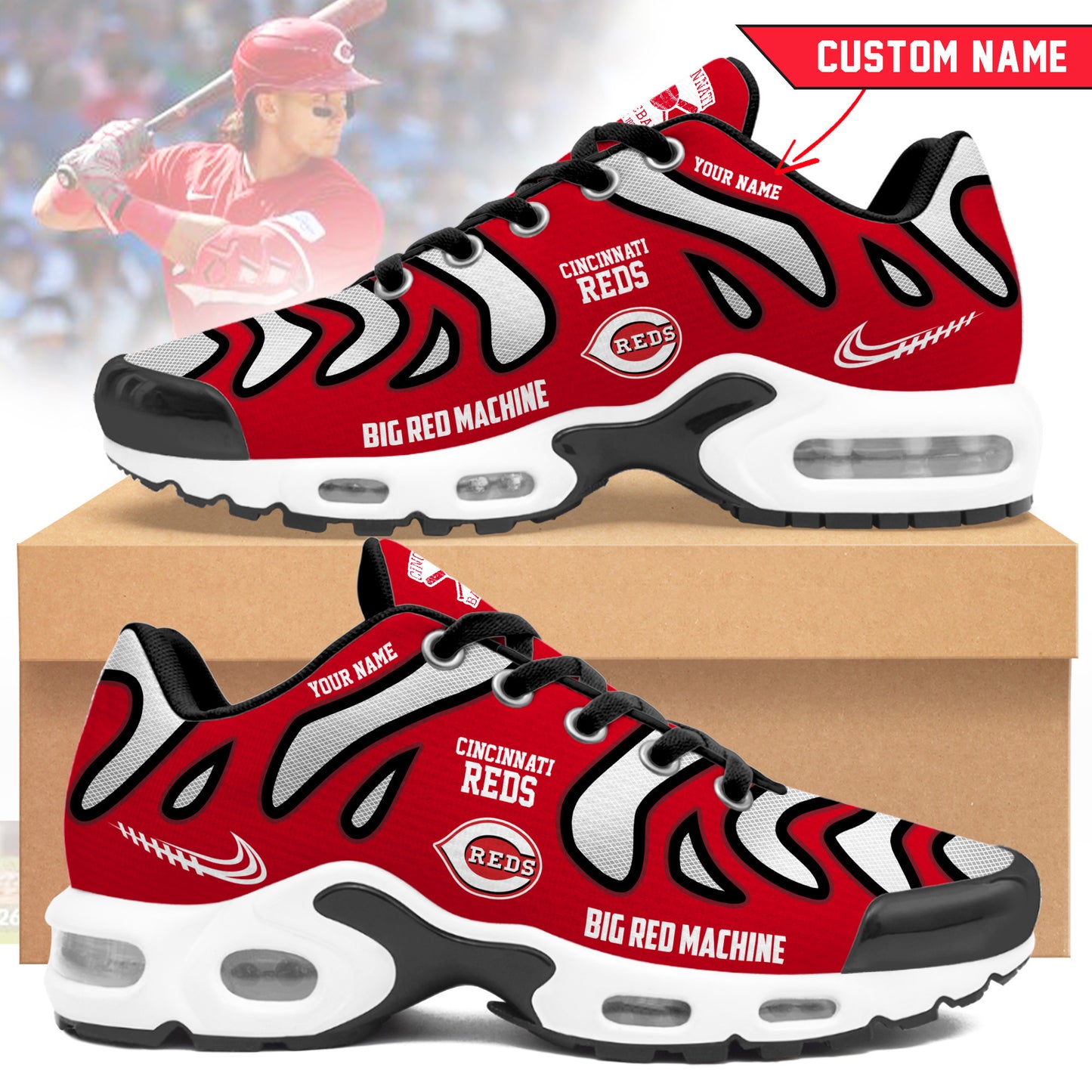 Ideafootwear Cincinnati Reds TN Shoes Sneakers For Men And Women