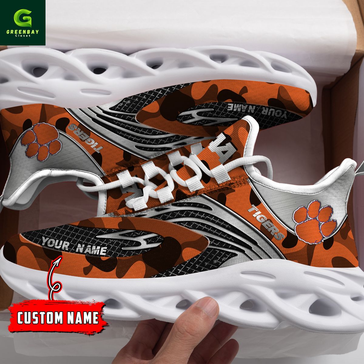 Ideafootwear Clemson Tigers Max Soul Shoes Sneakers For Men And Women