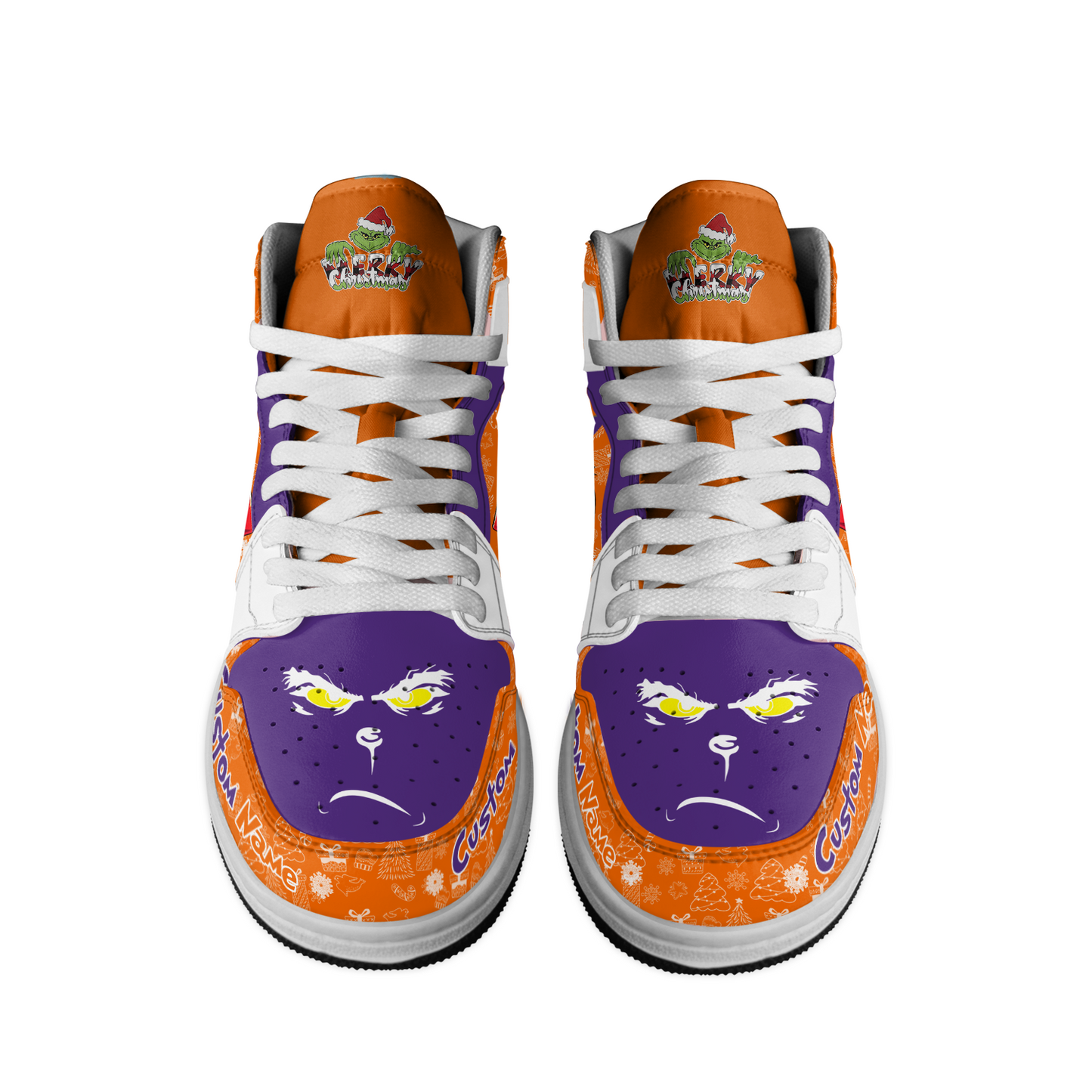 Ideafootwear Clemson Tigers x The Grinch x Christmas AJ1 High Sneakers Shoes For Men And Women