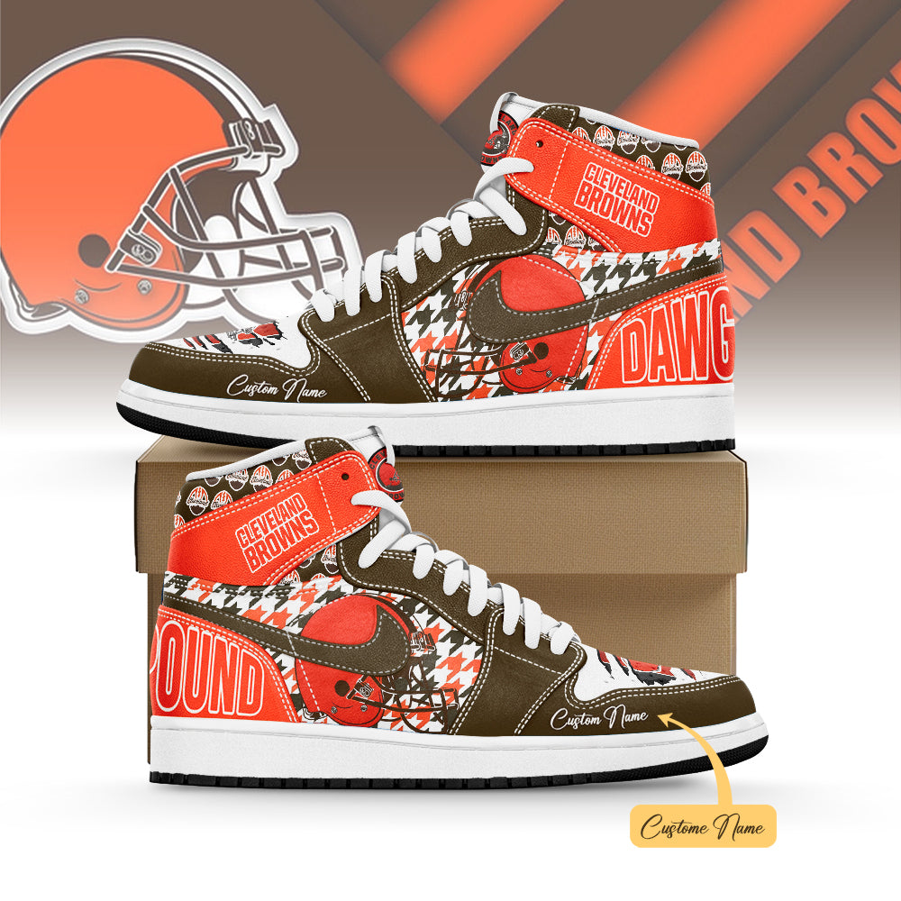 Ideafootwear Cleveland Browns AJ1 High Sneakers Shoes For Men And Women