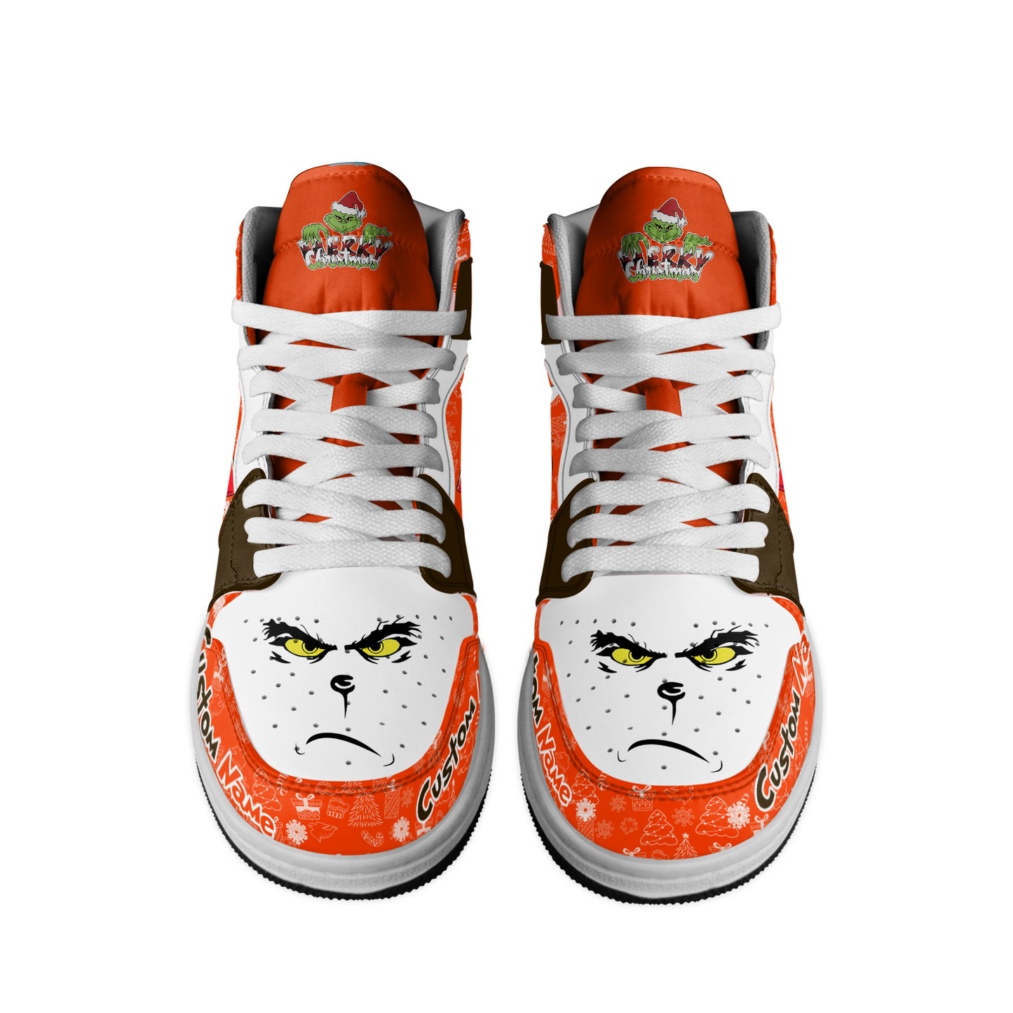 Ideafootwear Cleveland Browns x The Grinch x Christmas AJ1 High Sneakers Shoes For Men And Women