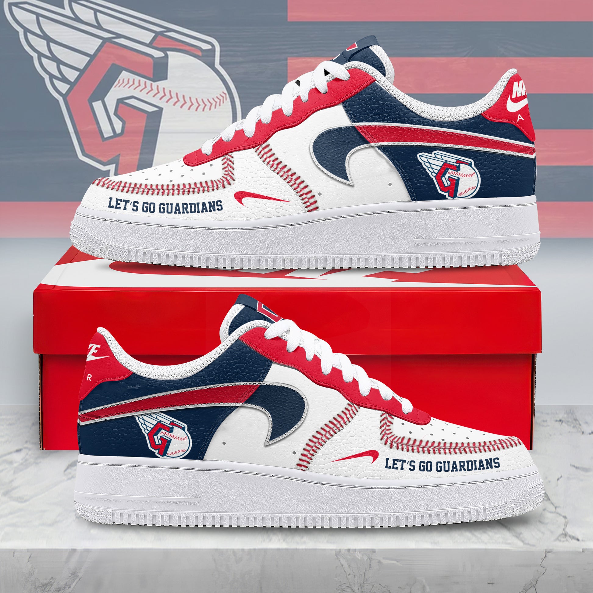 Ideafootwear Cleveland Guardians Air Low-Top Sneakers Shoes For Men And Women 1