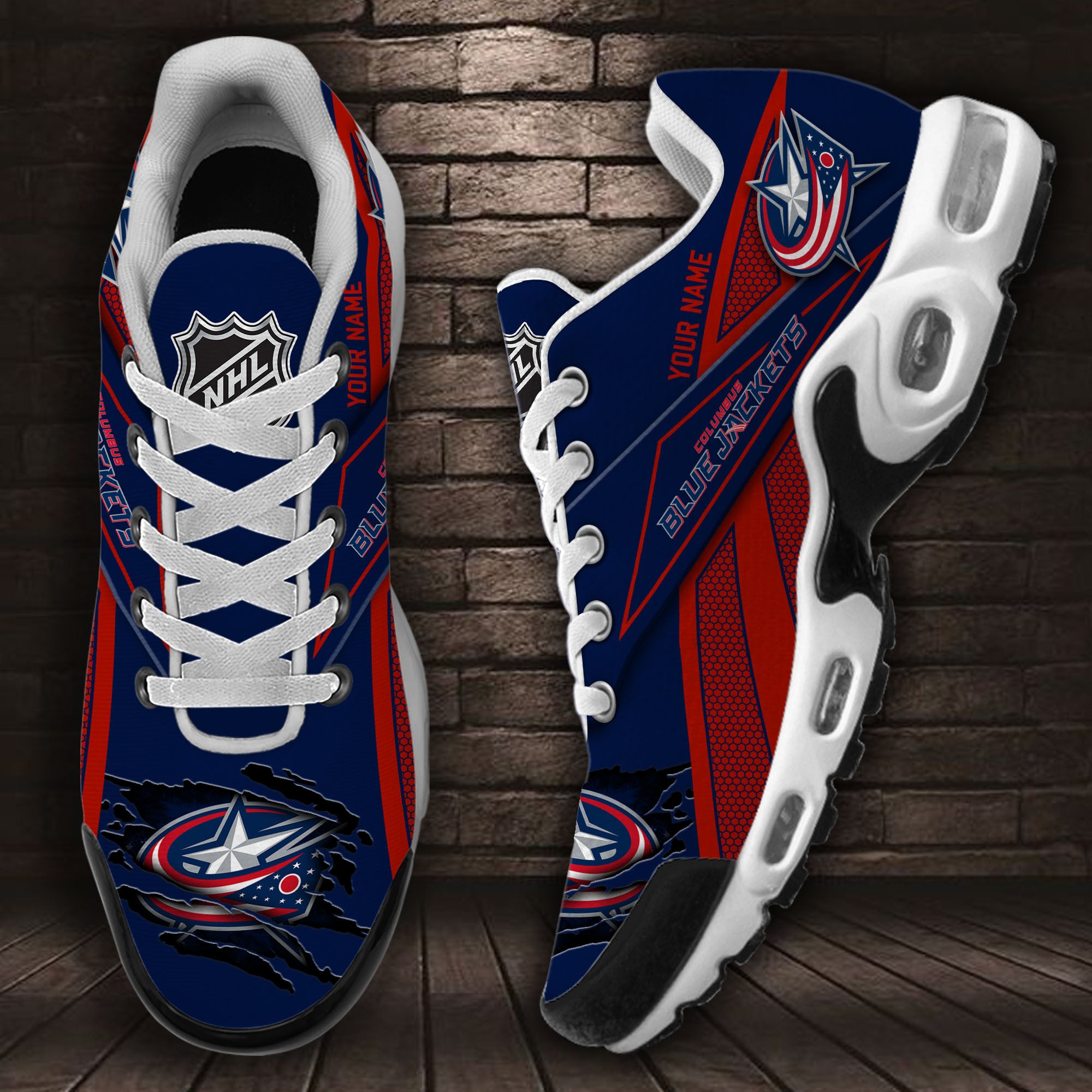 Ideafootwear Columbus Blue Jackets TN Shoes Sneakers For Men And Women