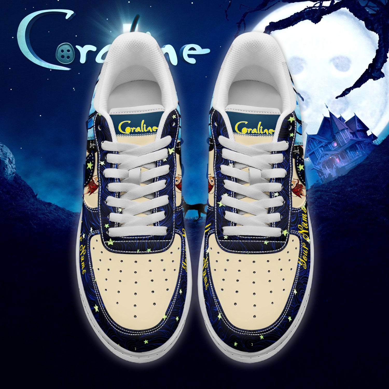 Ideafootwear Coraline x Halloween Air Low-Top Sneakers Shoes For Men And Women 2