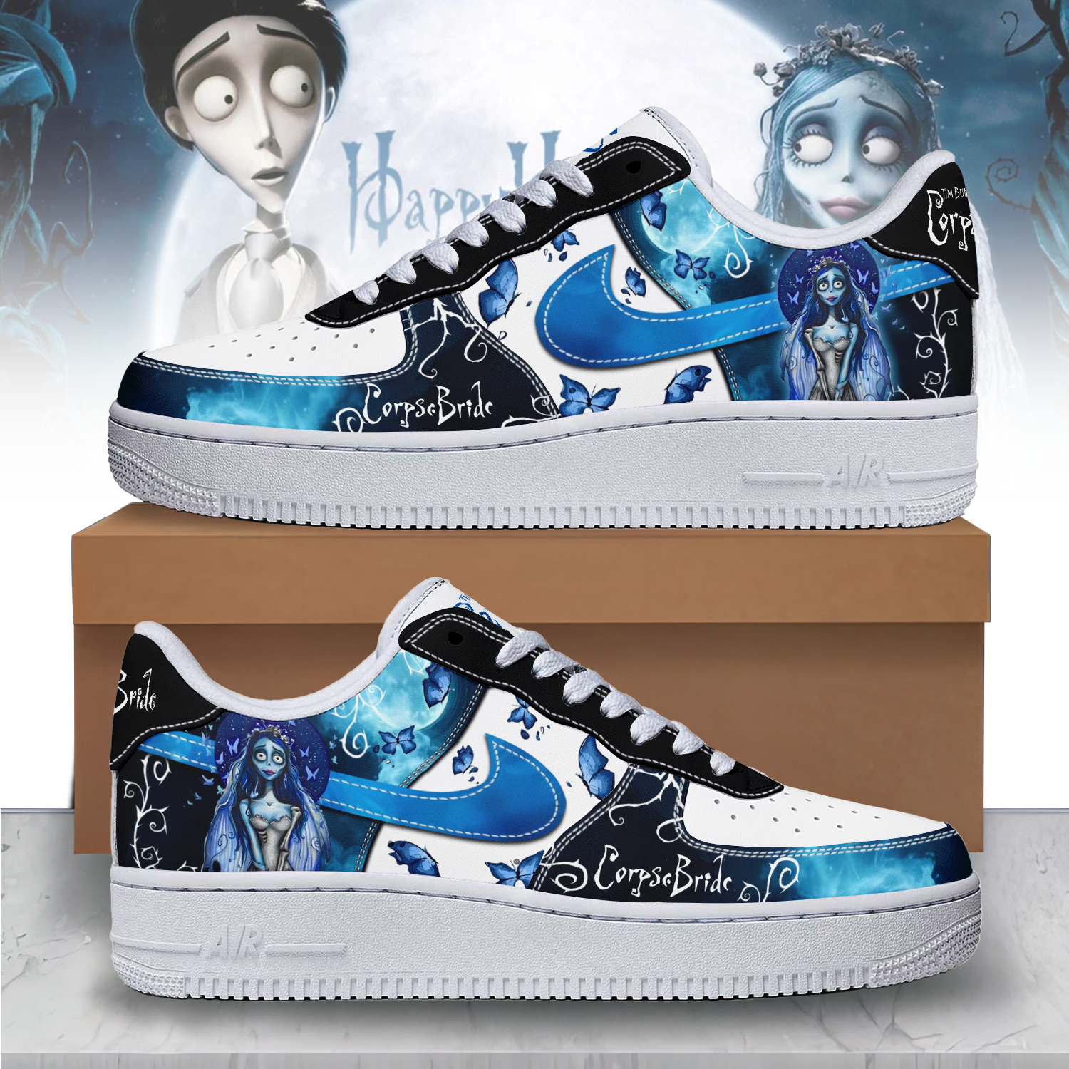 Ideafootwear Corpse Bride x Halloween Air Low-Top Sneakers Shoes For Men And Women 1