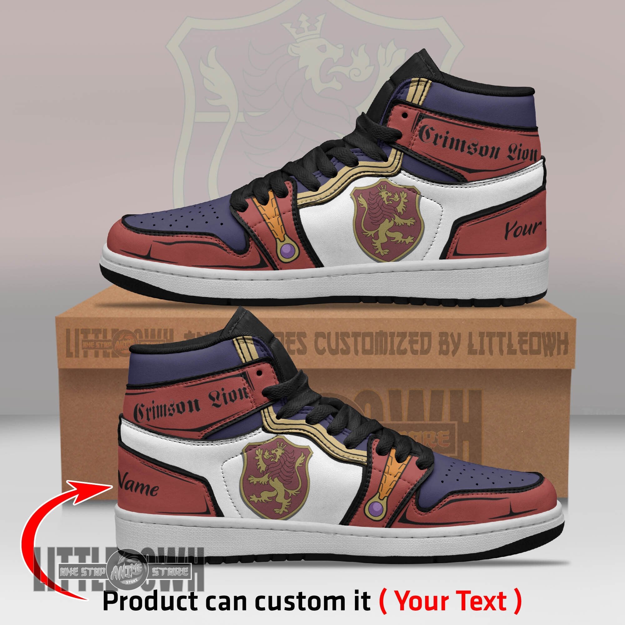 Ideafootwear Crimson Lion AJ1 High Sneakers Shoes For Men And Women