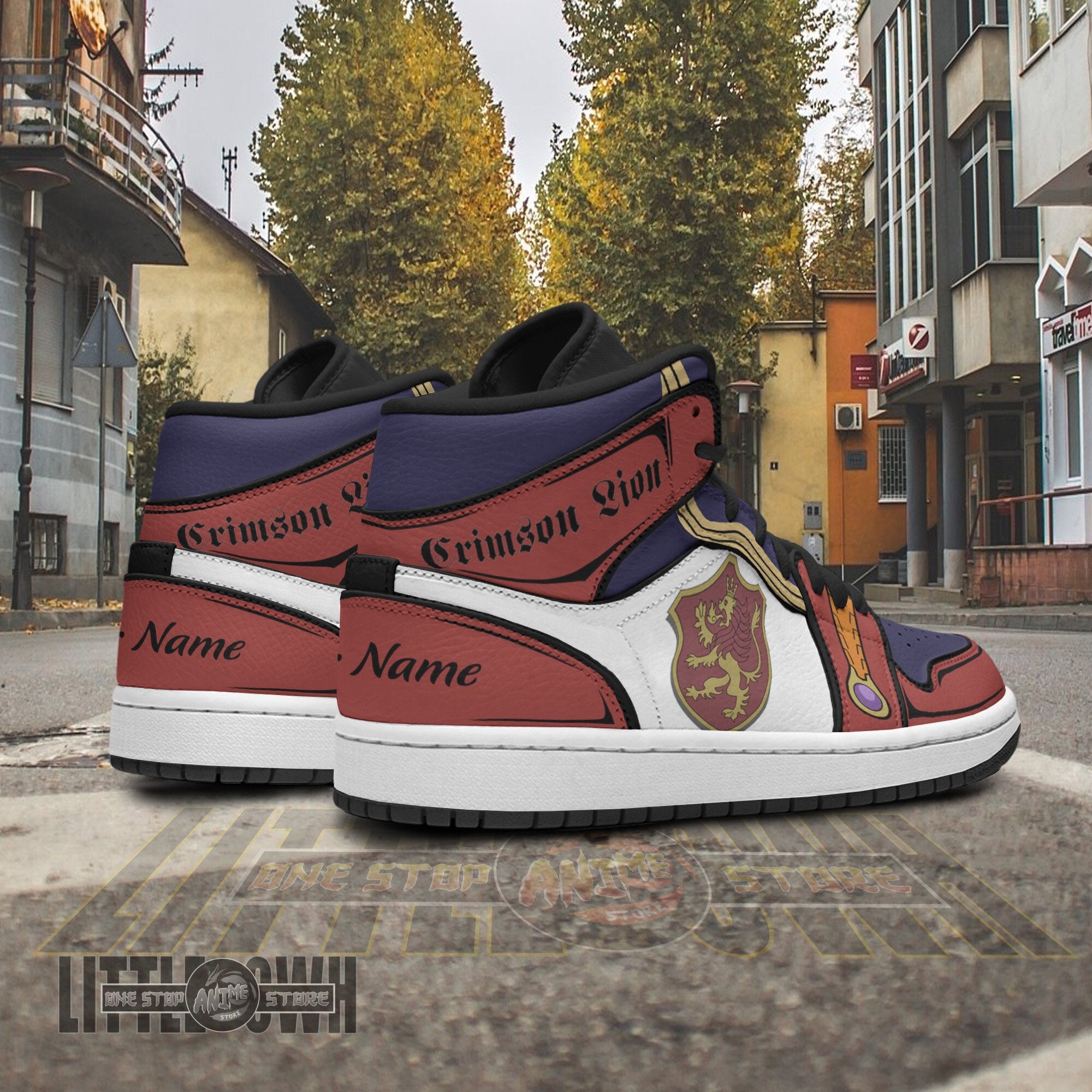 Ideafootwear Crimson Lion AJ1 High Sneakers Shoes For Men And Women