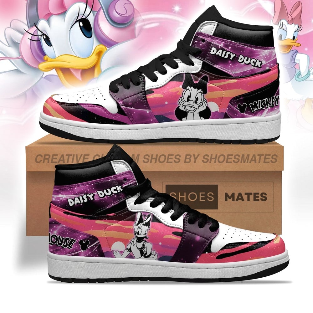 Ideafootwear Daisy Duck AJ1 High Sneakers Shoes For Men And Women