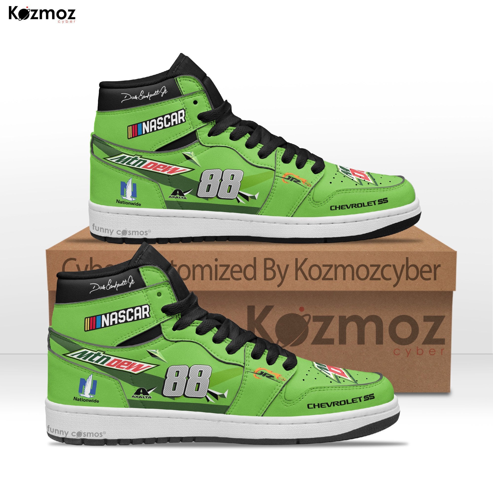 Ideafootwear Dale Earnhardt AJ1 High Sneakers Shoes For Men And Women