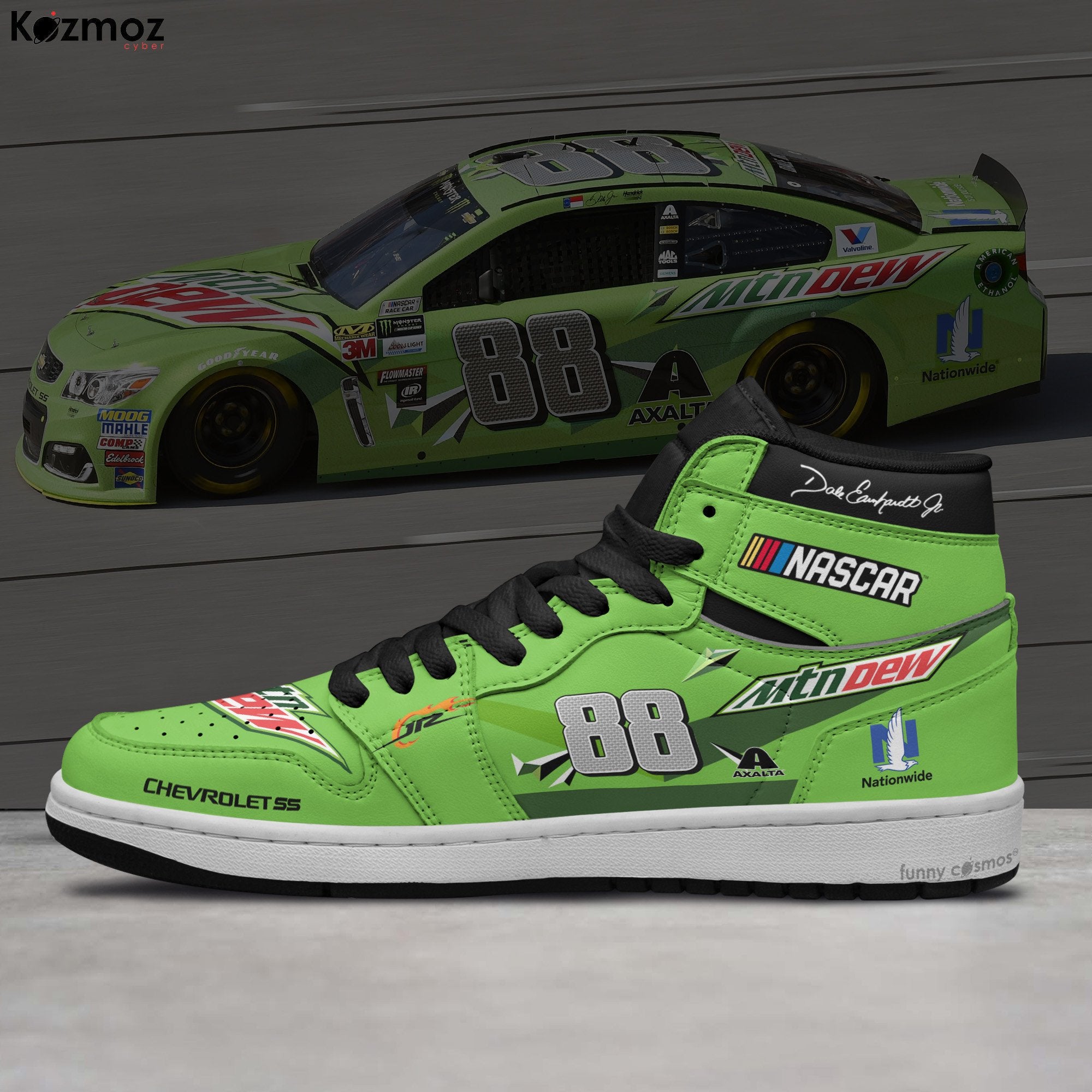 Ideafootwear Dale Earnhardt AJ1 High Sneakers Shoes For Men And Women