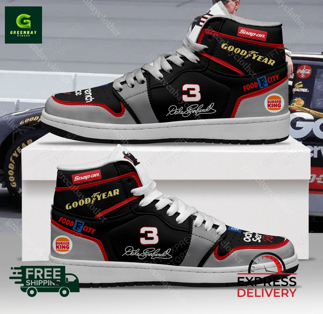 Ideafootwear Dale Earnhardt AJ1 High Sneakers Shoes For Men And Women