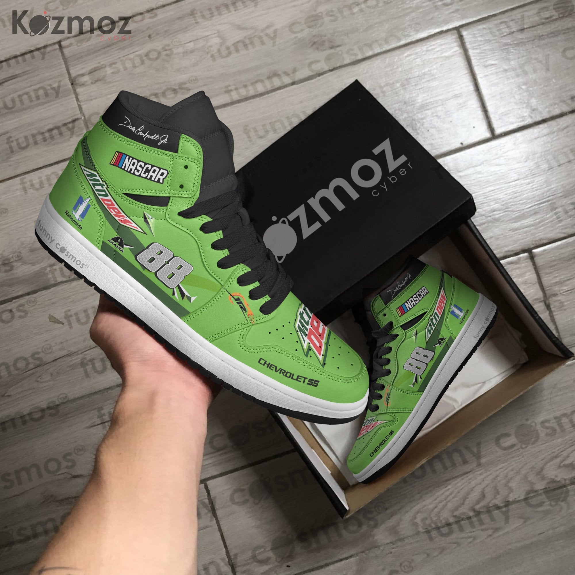 Ideafootwear Dale Earnhardt AJ1 High Sneakers Shoes For Men And Women