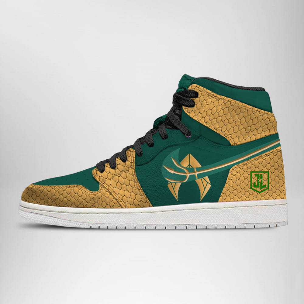 Ideafootwear DC Justice League Aquaman AJ1 High Sneakers Shoes For Men And Women