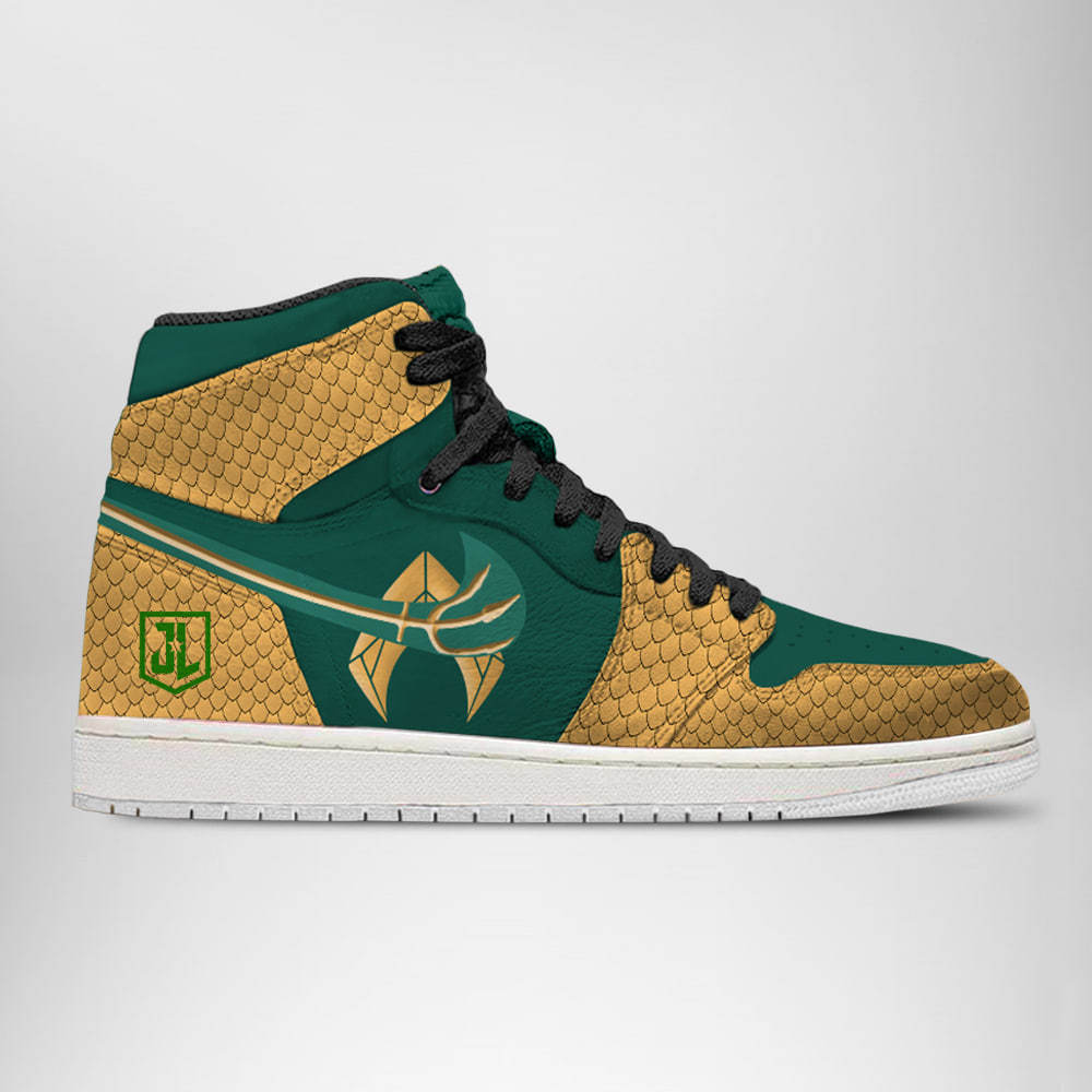 Ideafootwear DC Justice League Aquaman AJ1 High Sneakers Shoes For Men And Women