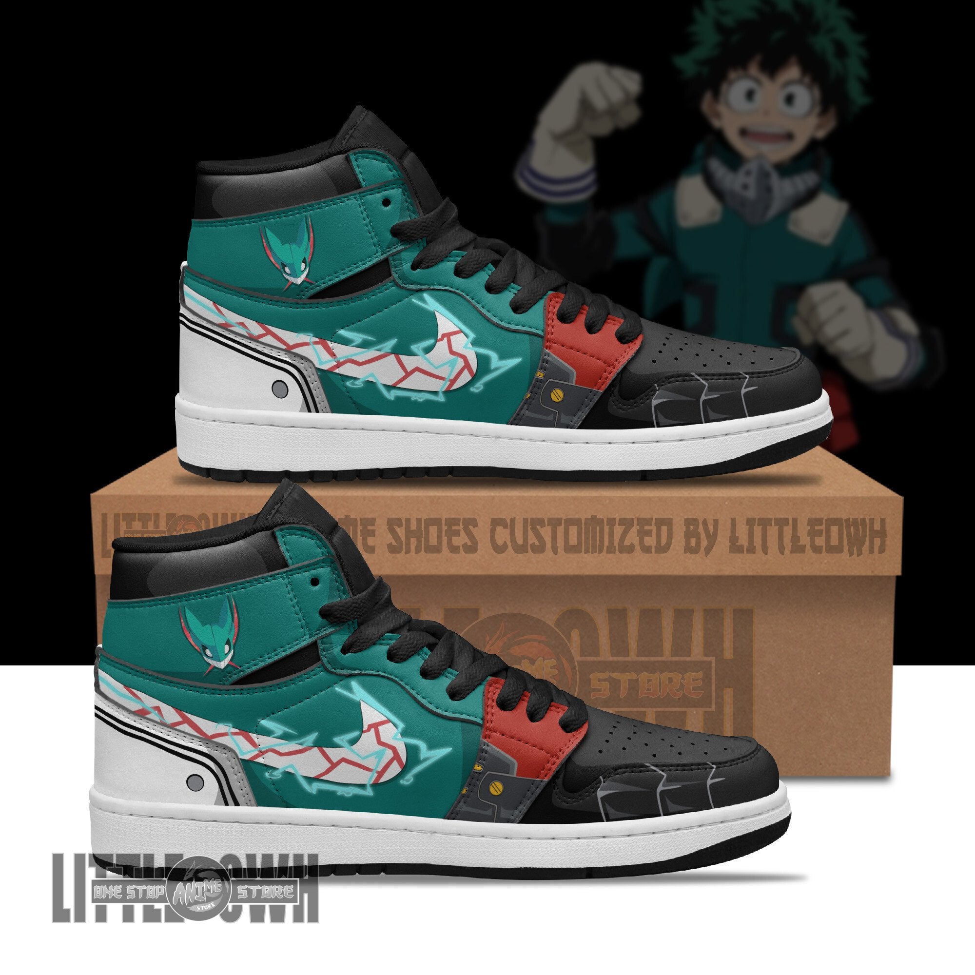 Ideafootwear Deku Izuku AJ1 High Sneakers Shoes For Men And Women