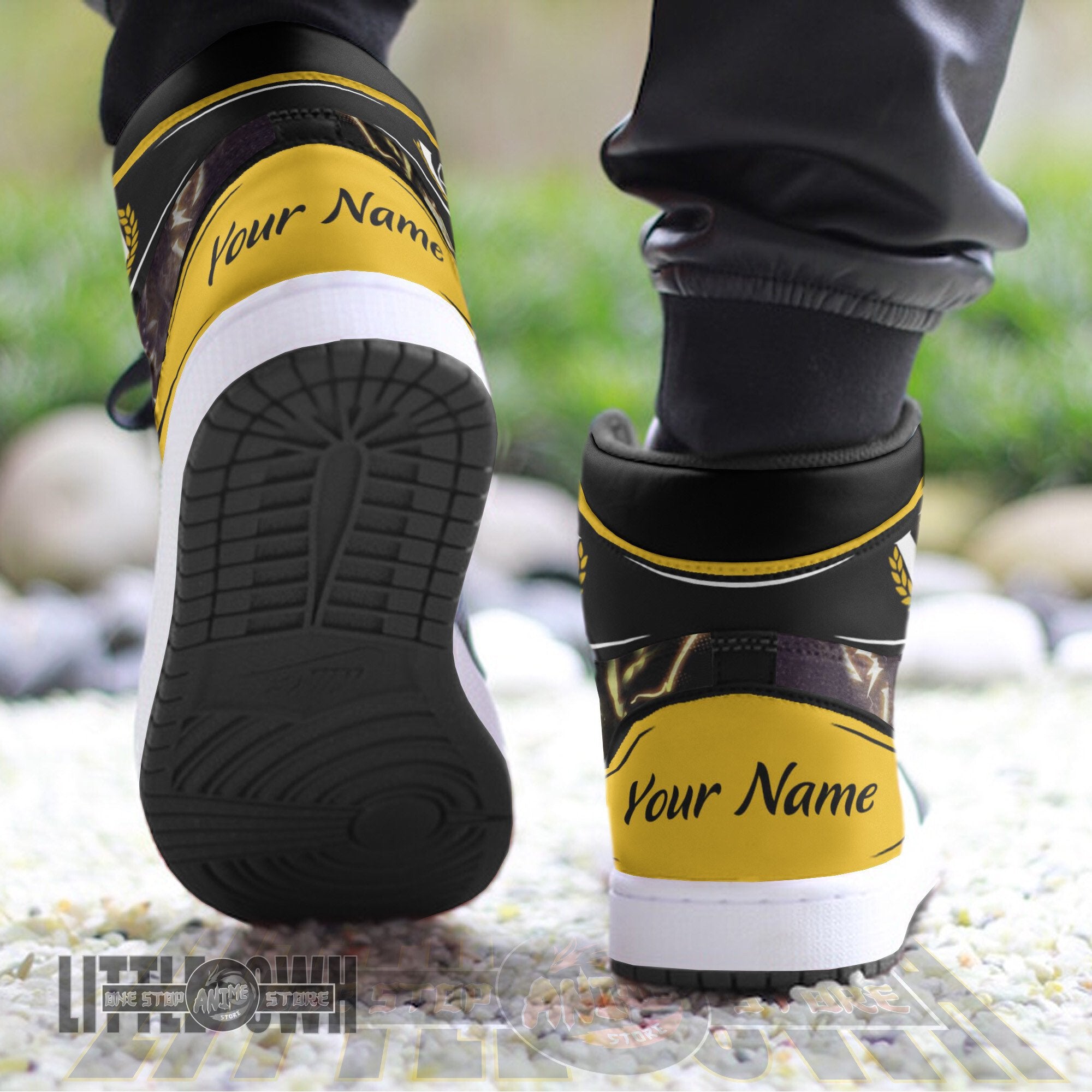 Ideafootwear Denki Kaminari AJ1 High Sneakers Shoes For Men And Women