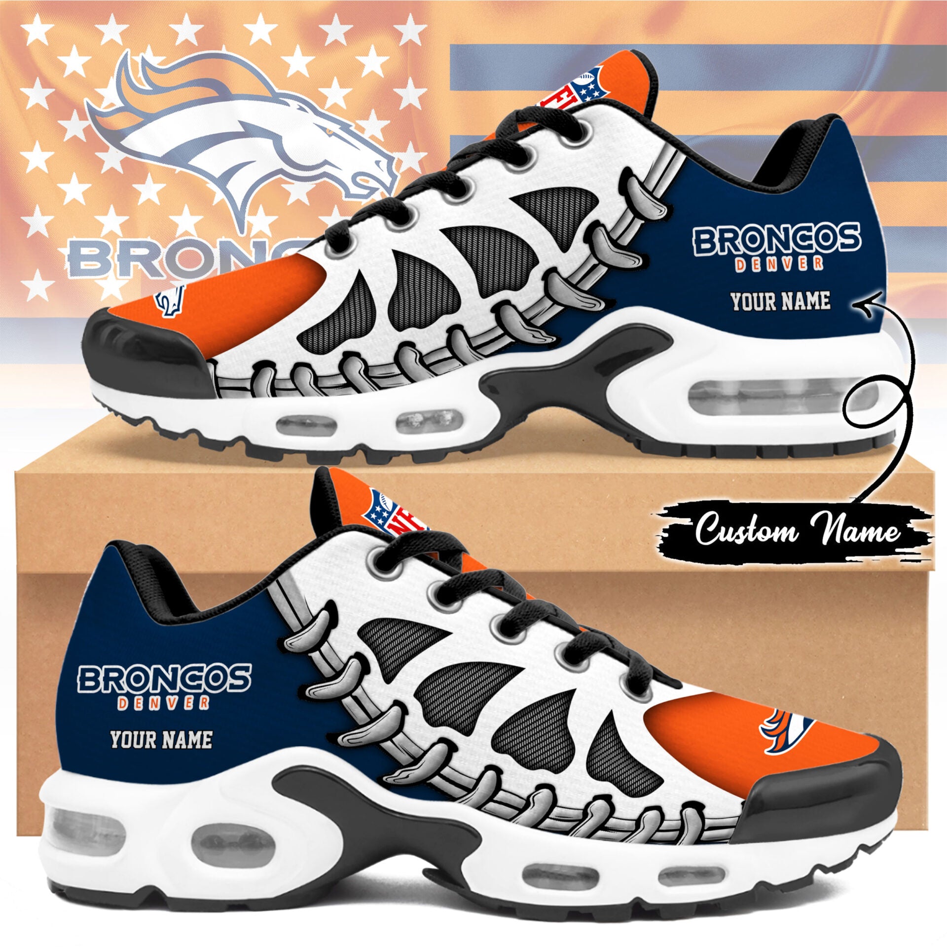 Ideafootwear Denver Broncos TN Shoes Sneakers For Men And Women
