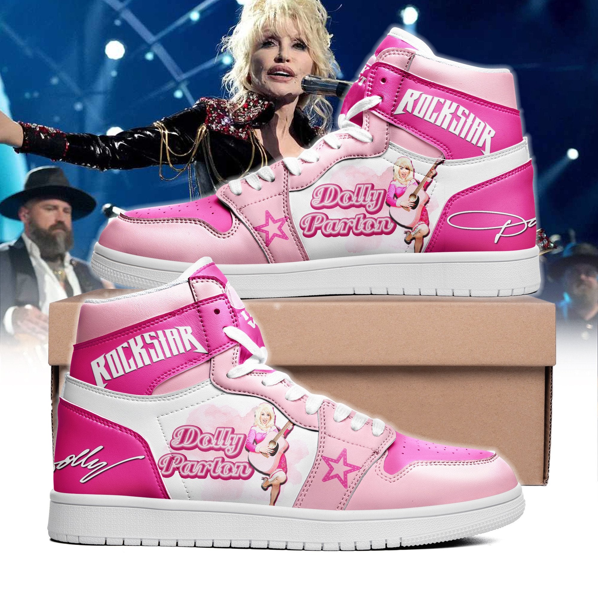 Ideafootwear Dolly Parton AJ1 High Sneakers Shoes For Men And Women