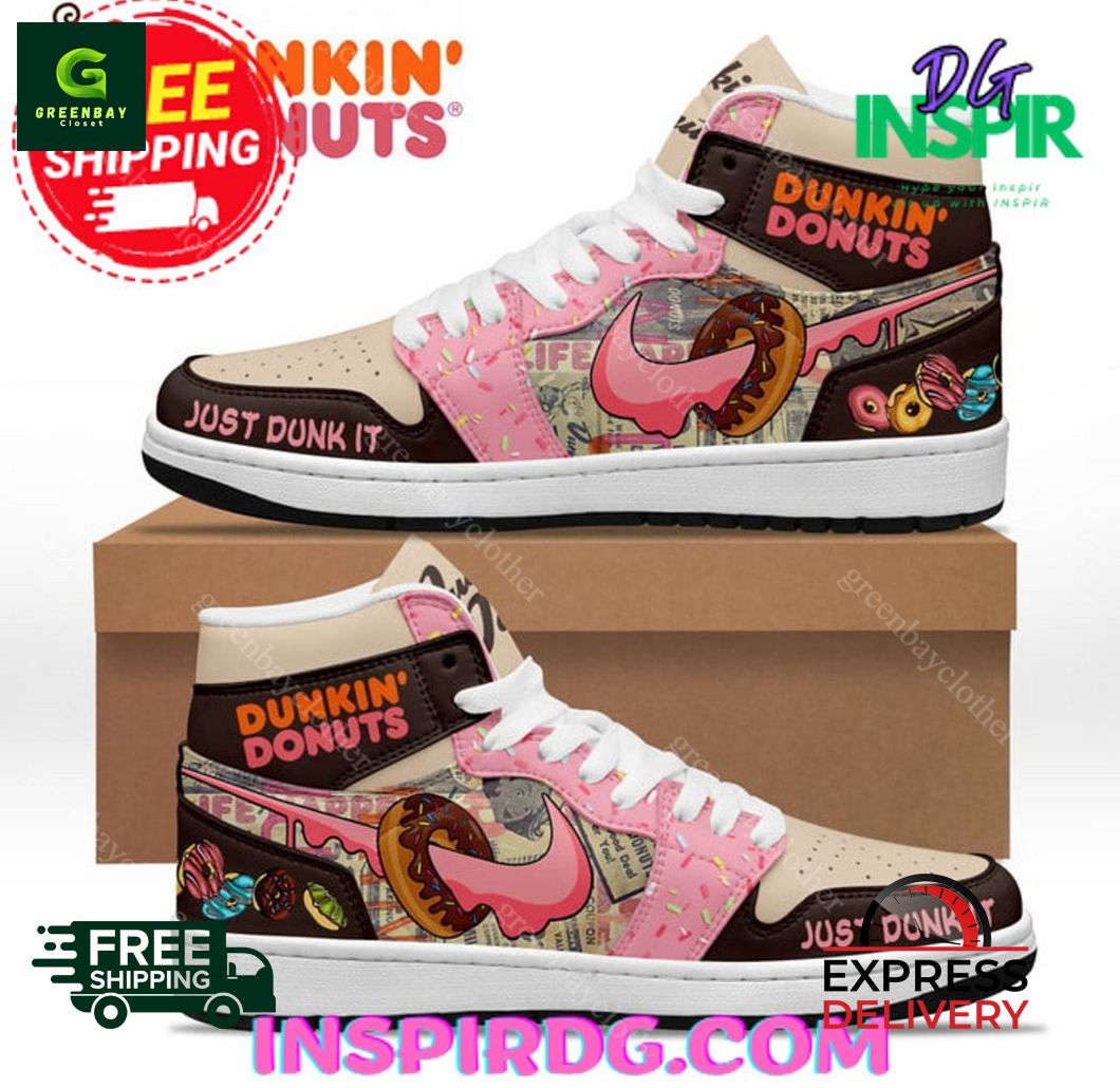 Ideafootwear Dunkin Donuts AJ1 High Sneakers Shoes For Men And Women