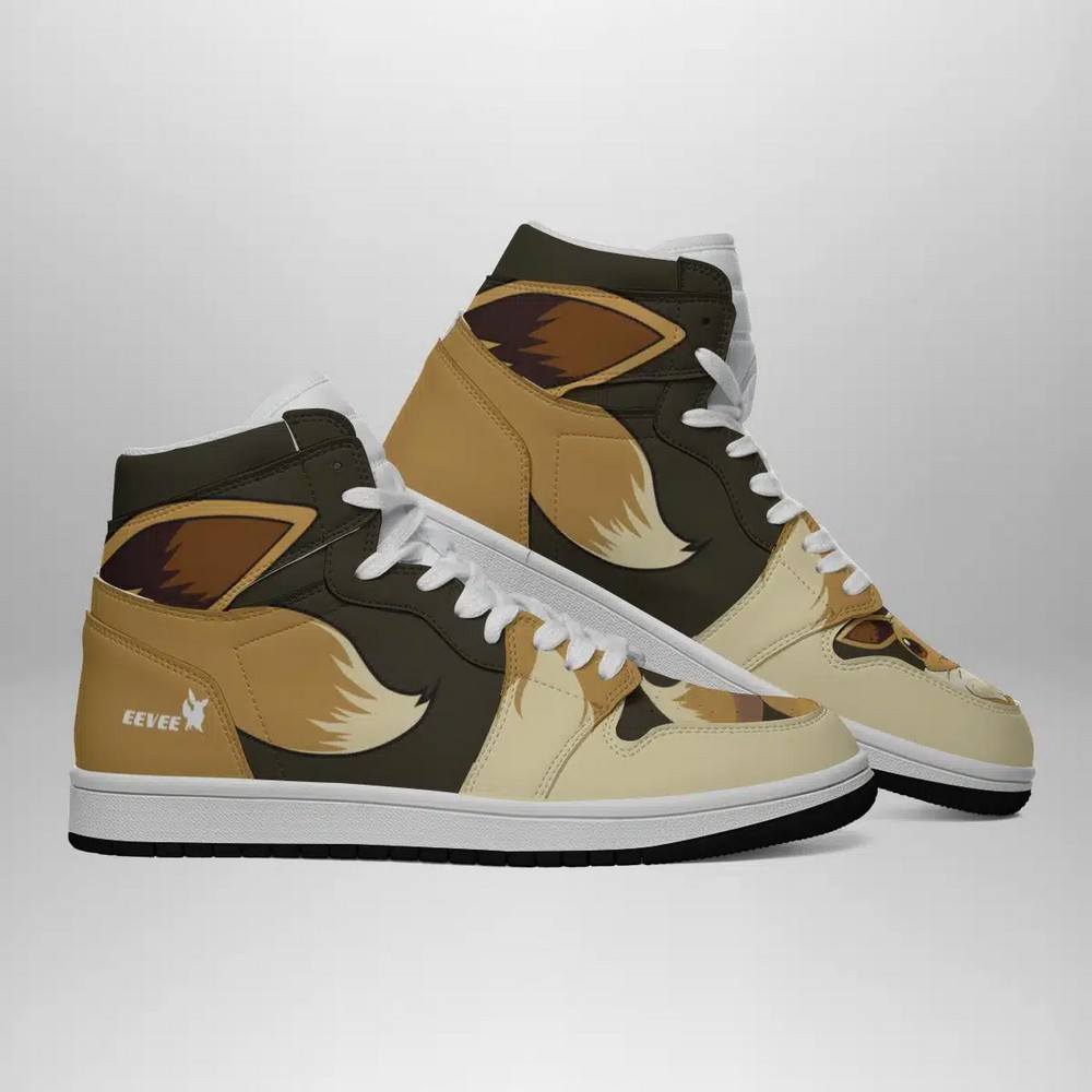 Ideafootwear Eevee Pokemon  AJ1 High Sneakers Shoes For Men And Women