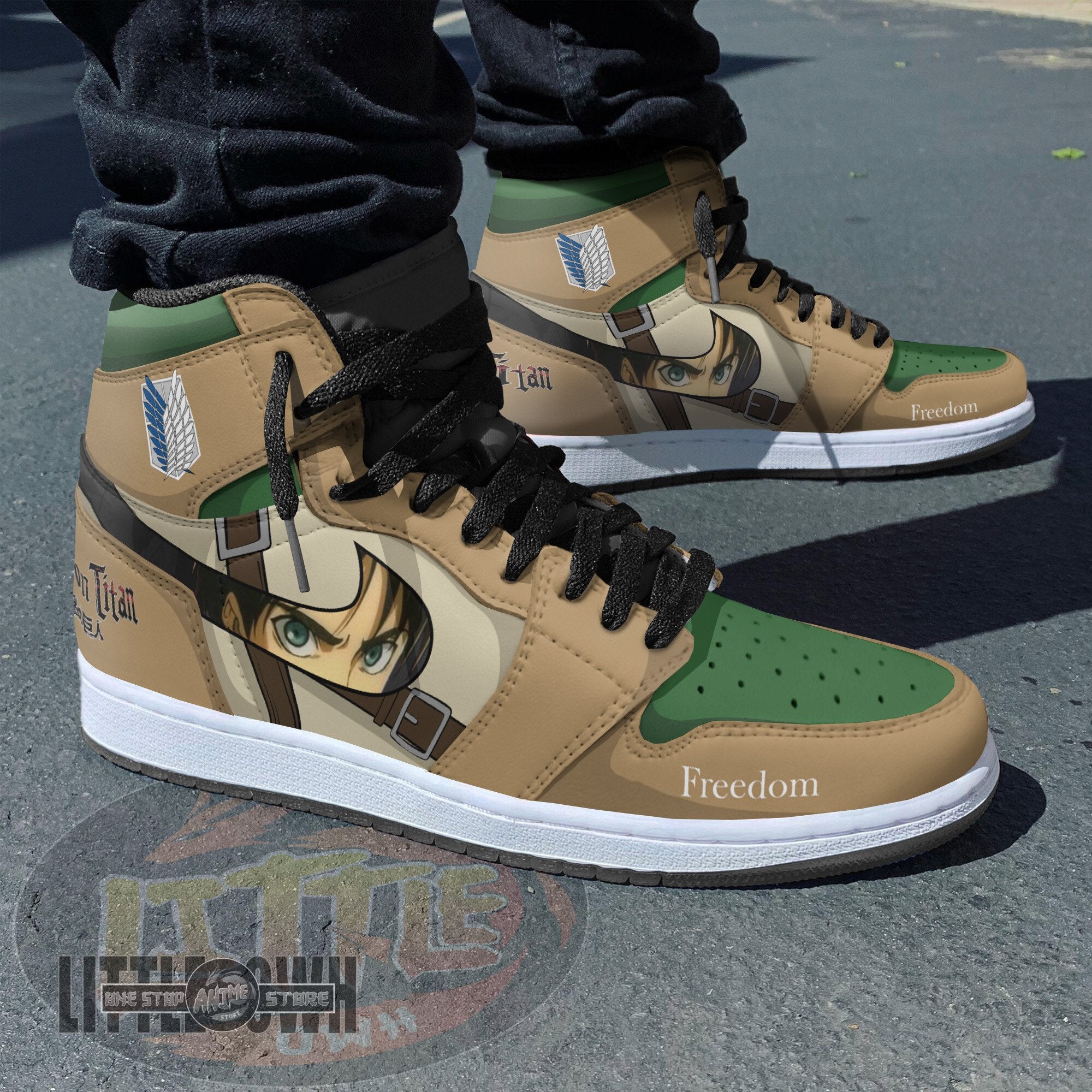 Ideafootwear Eren Yeager AJ1 High Sneakers Shoes For Men And Women
