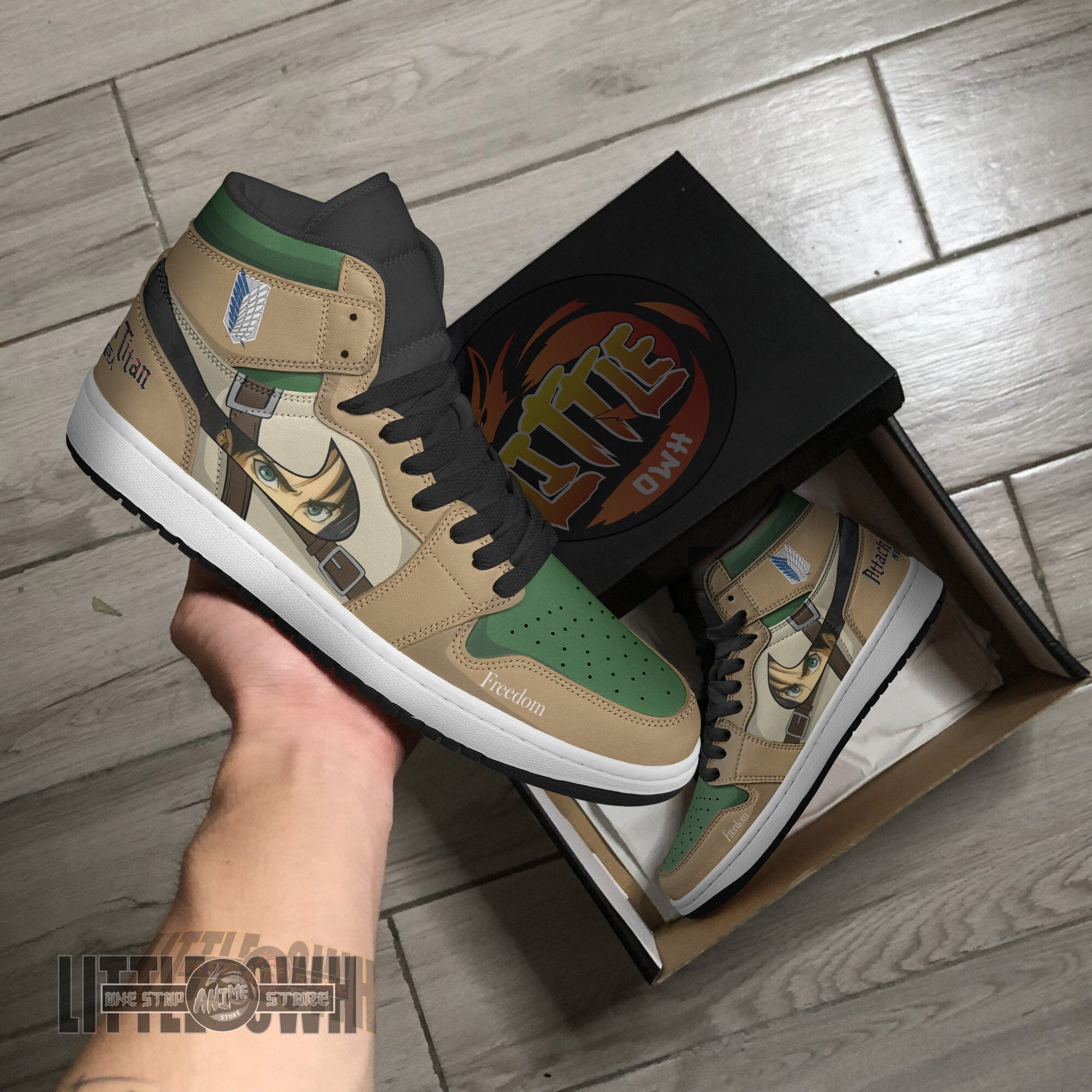 Ideafootwear Eren Yeager AJ1 High Sneakers Shoes For Men And Women