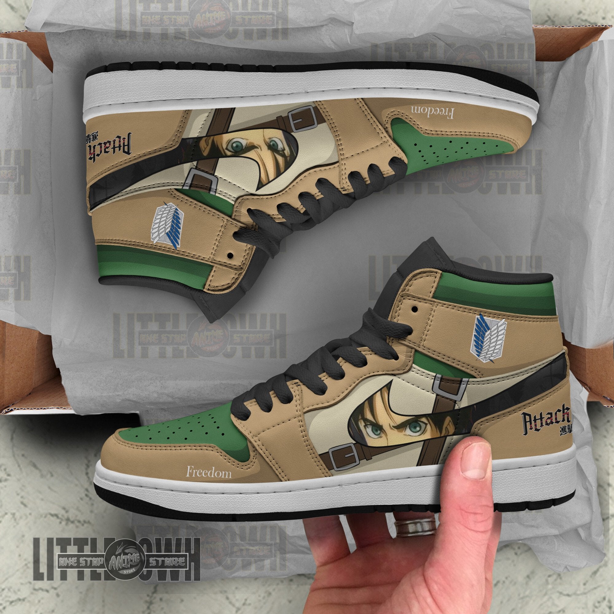 Ideafootwear Eren Yeager AJ1 High Sneakers Shoes For Men And Women