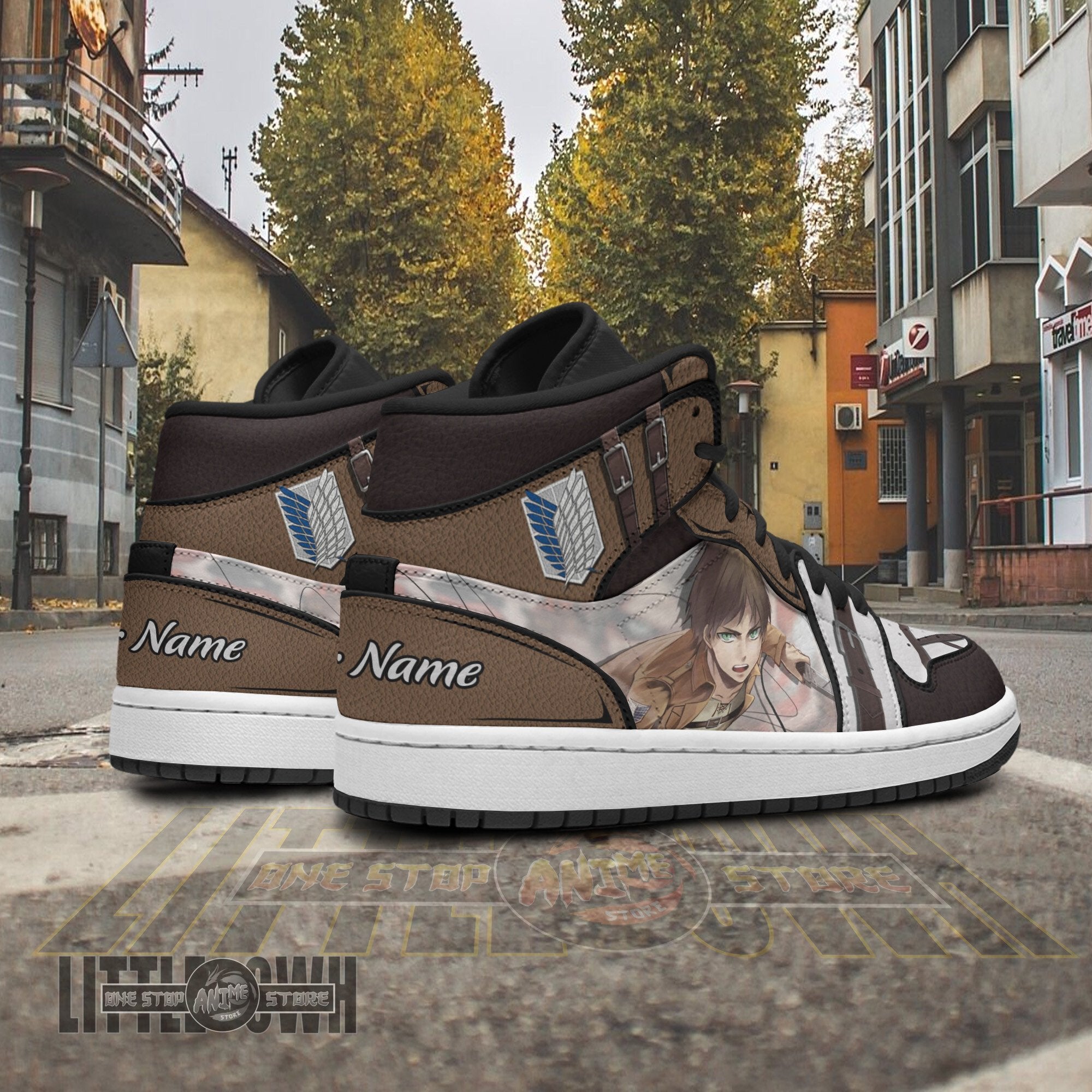 Ideafootwear Eren Yeager AJ1 High Sneakers Shoes For Men And Women