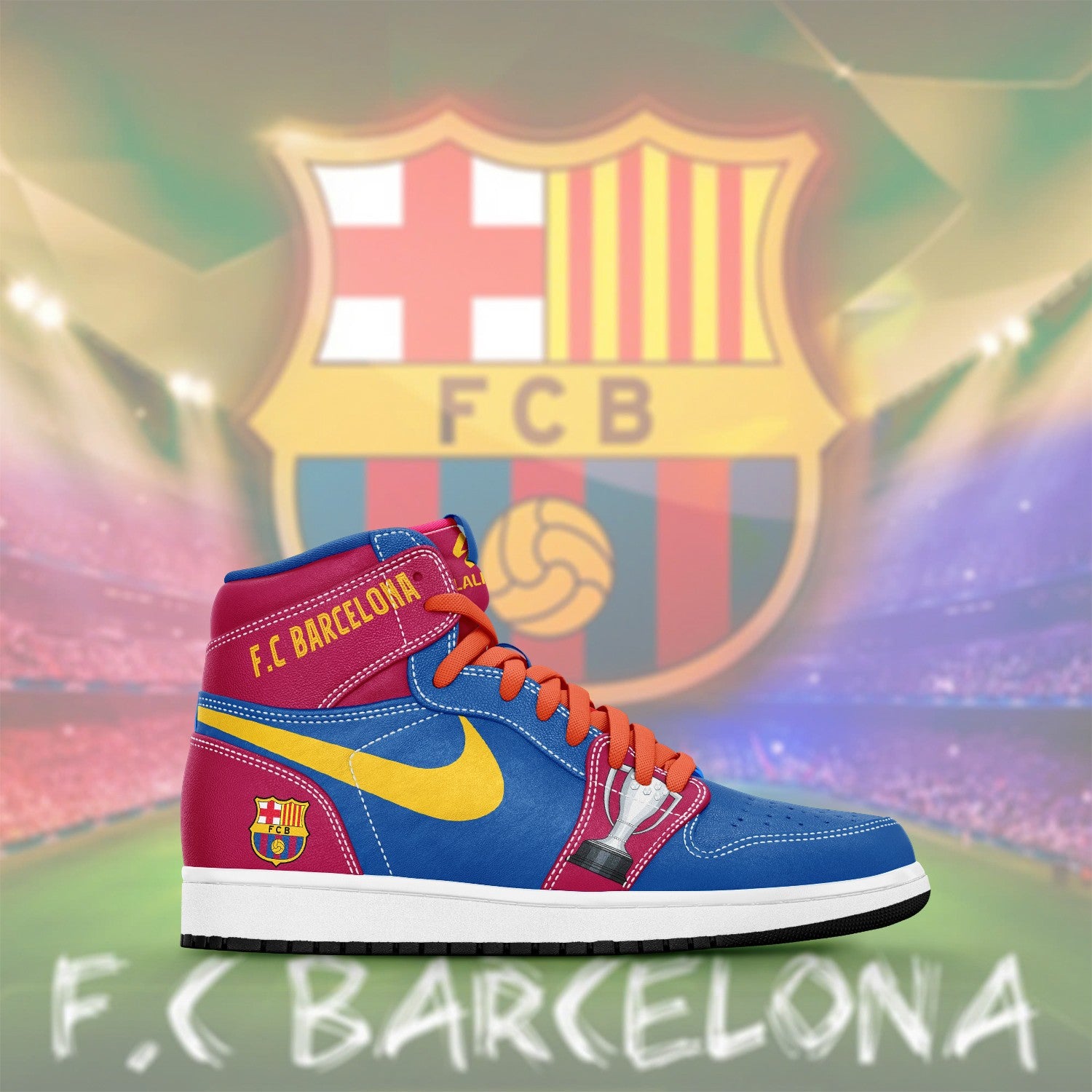 Ideafootwear FC Barcelona AJ1 High Sneakers Shoes For Men And Women