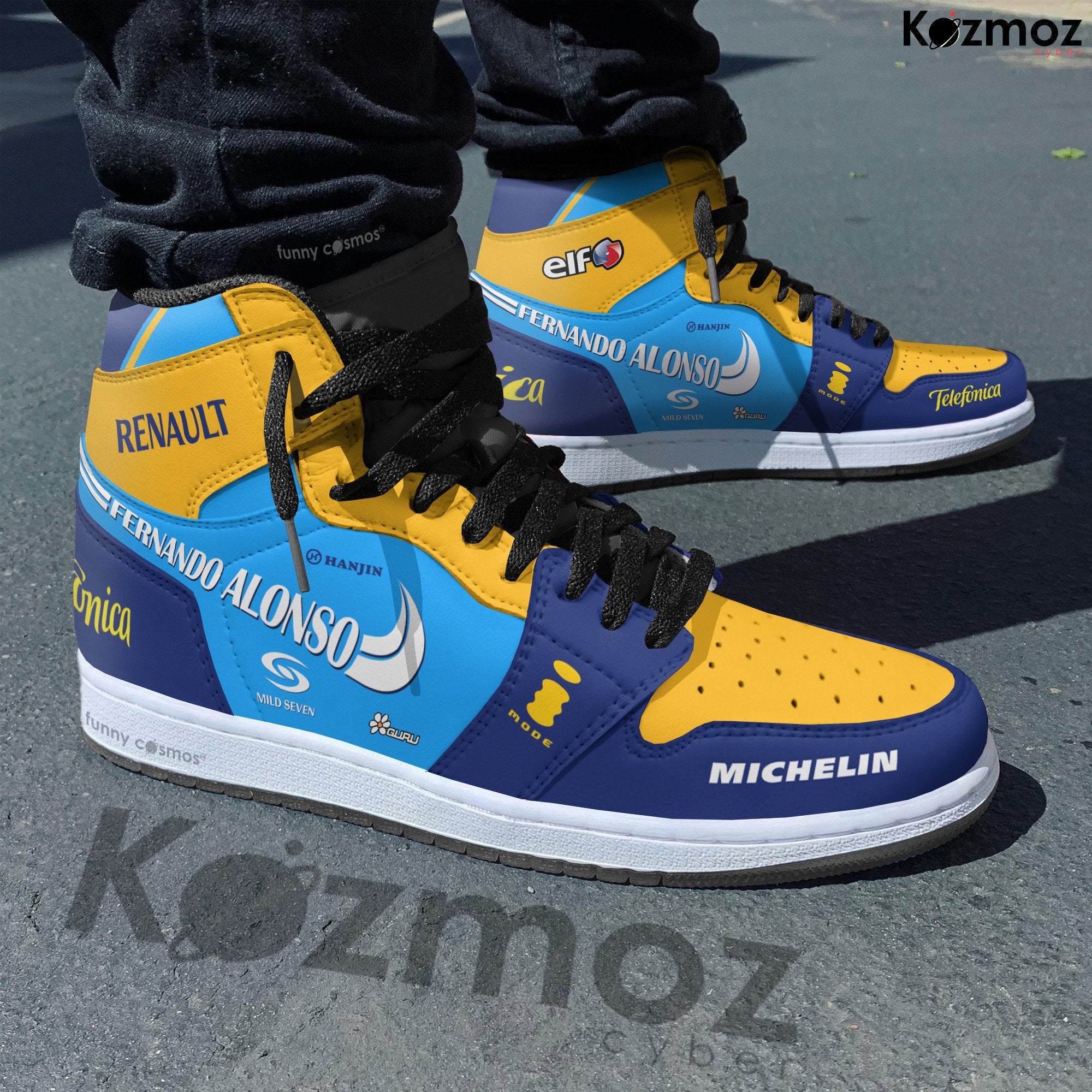 Ideafootwear Fernando Alonso AJ1 High Sneakers Shoes For Men And Women